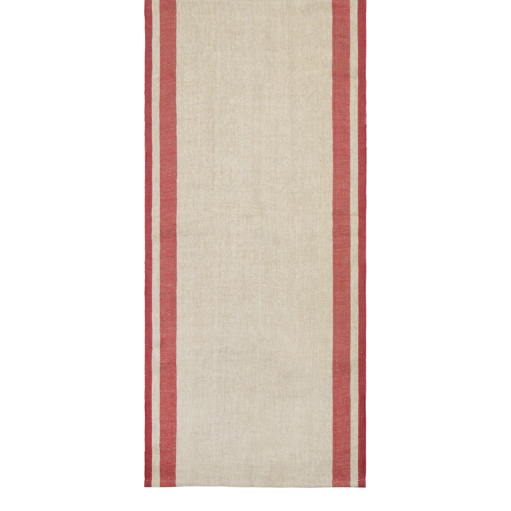 Gordes Table Runner, Natural & Red, 20" x 72"