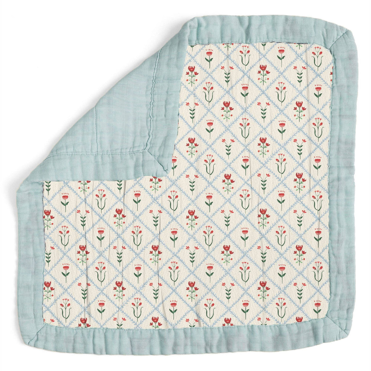 Scandinavian Folk Floral Diamond Baby Lovey Muslin Blanket
