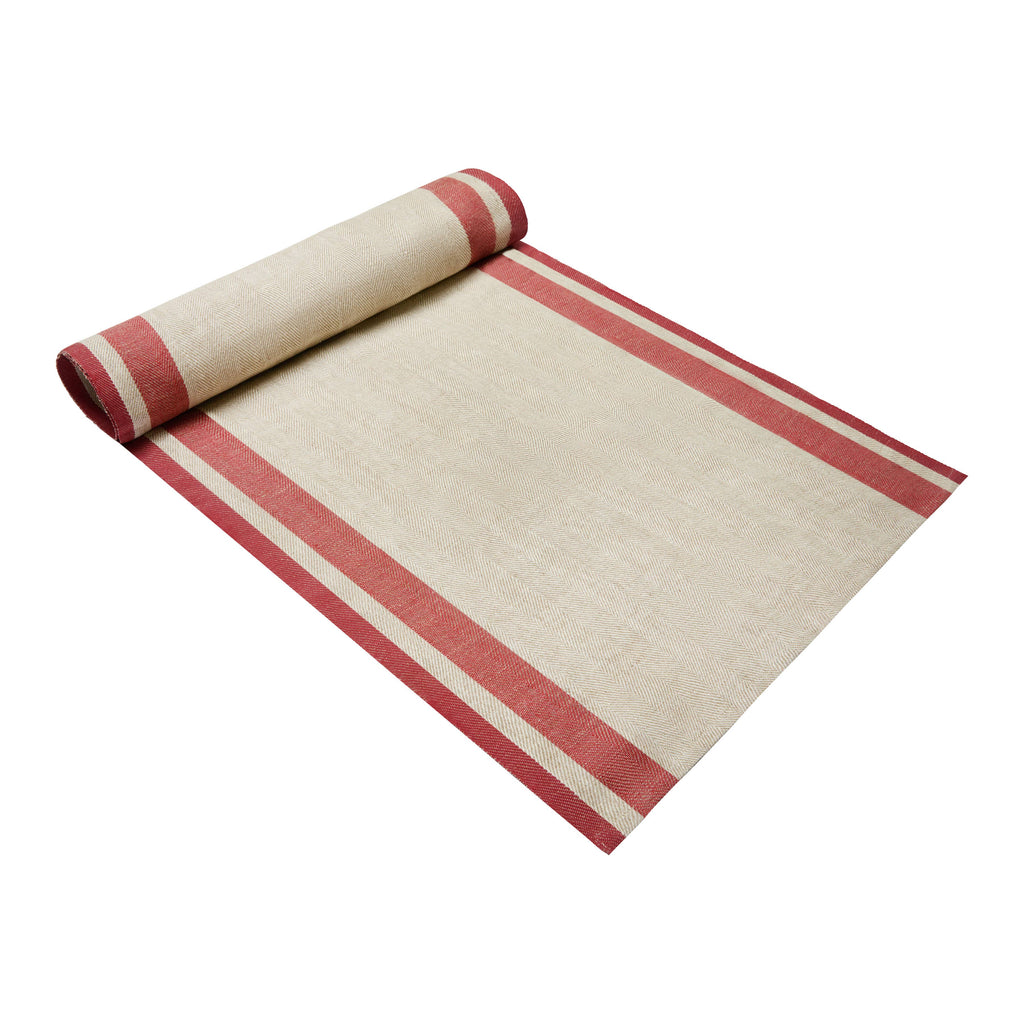 Gordes Table Runner, Natural & Red, 20" x 72"