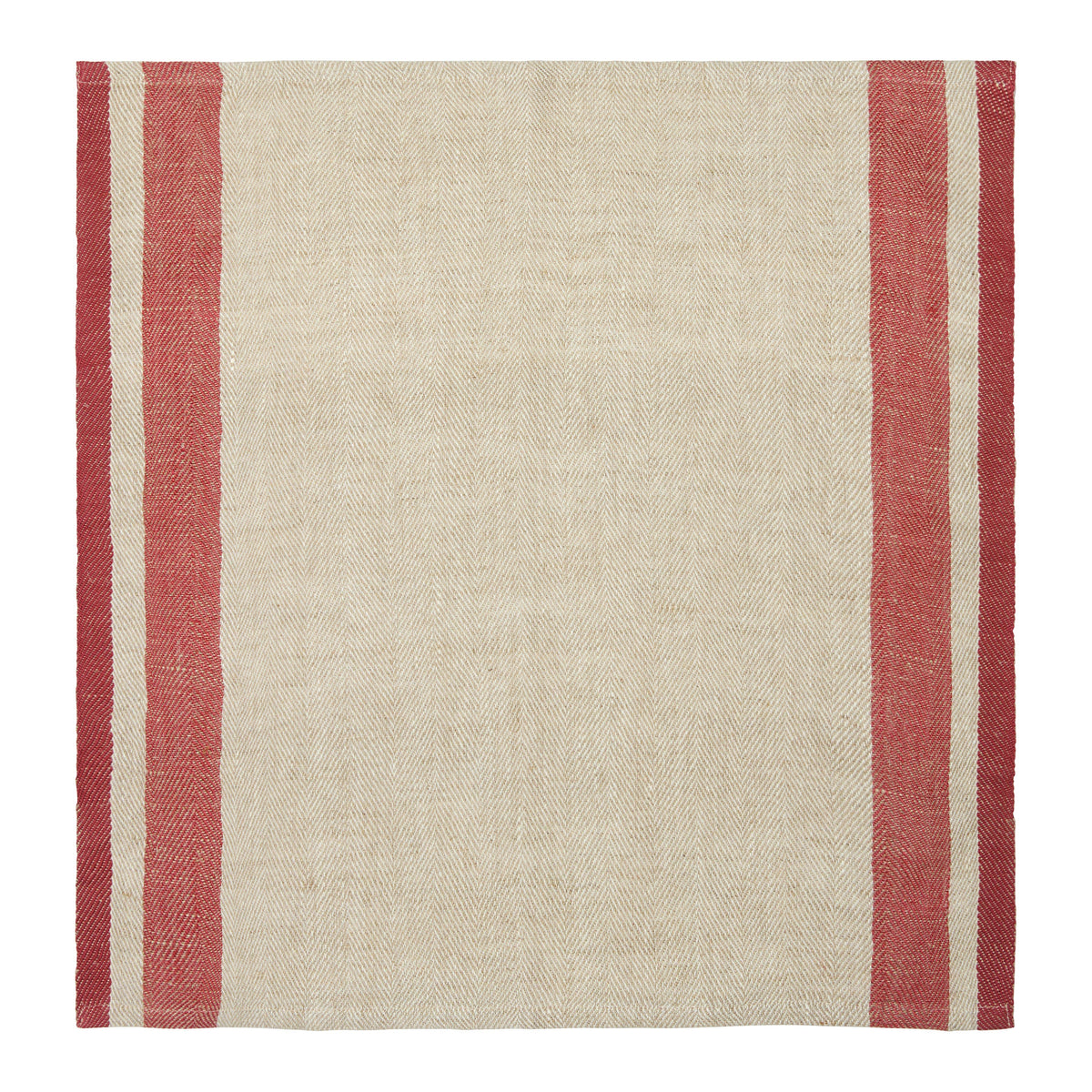 Gordes Linen Napkins, Natural & Red (Set of 4)