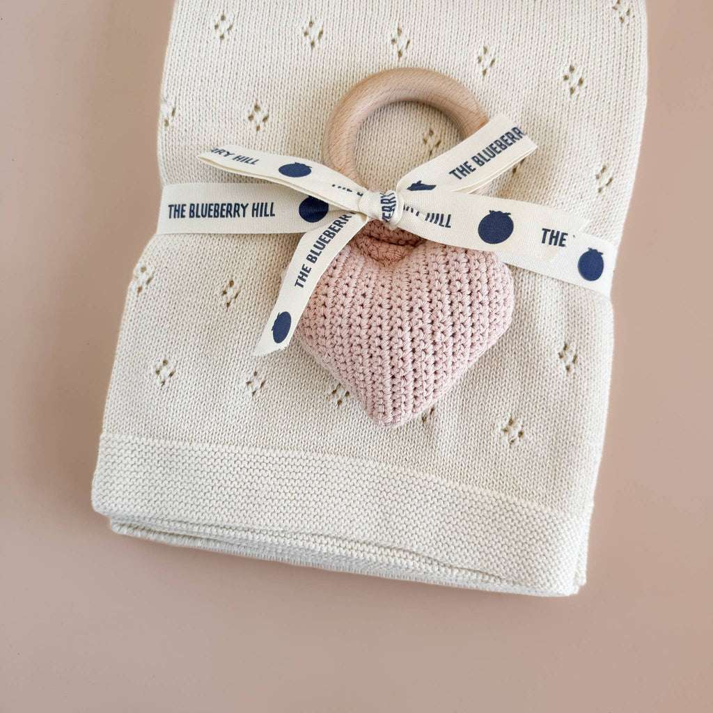 Heirloom Piqué Baby Blanket, Cream