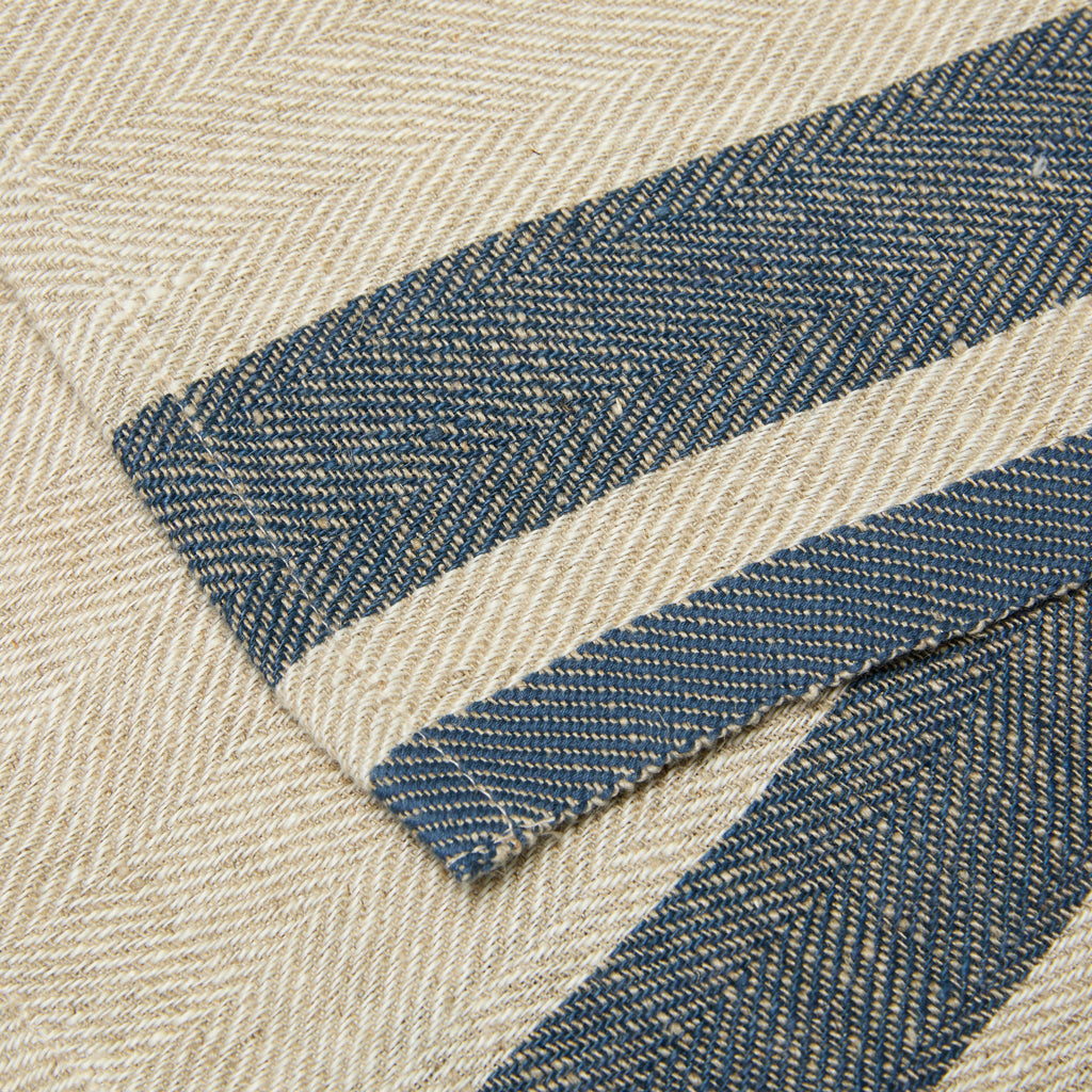 Gordes Linen Napkins, Natural & Blue (Set of 4)