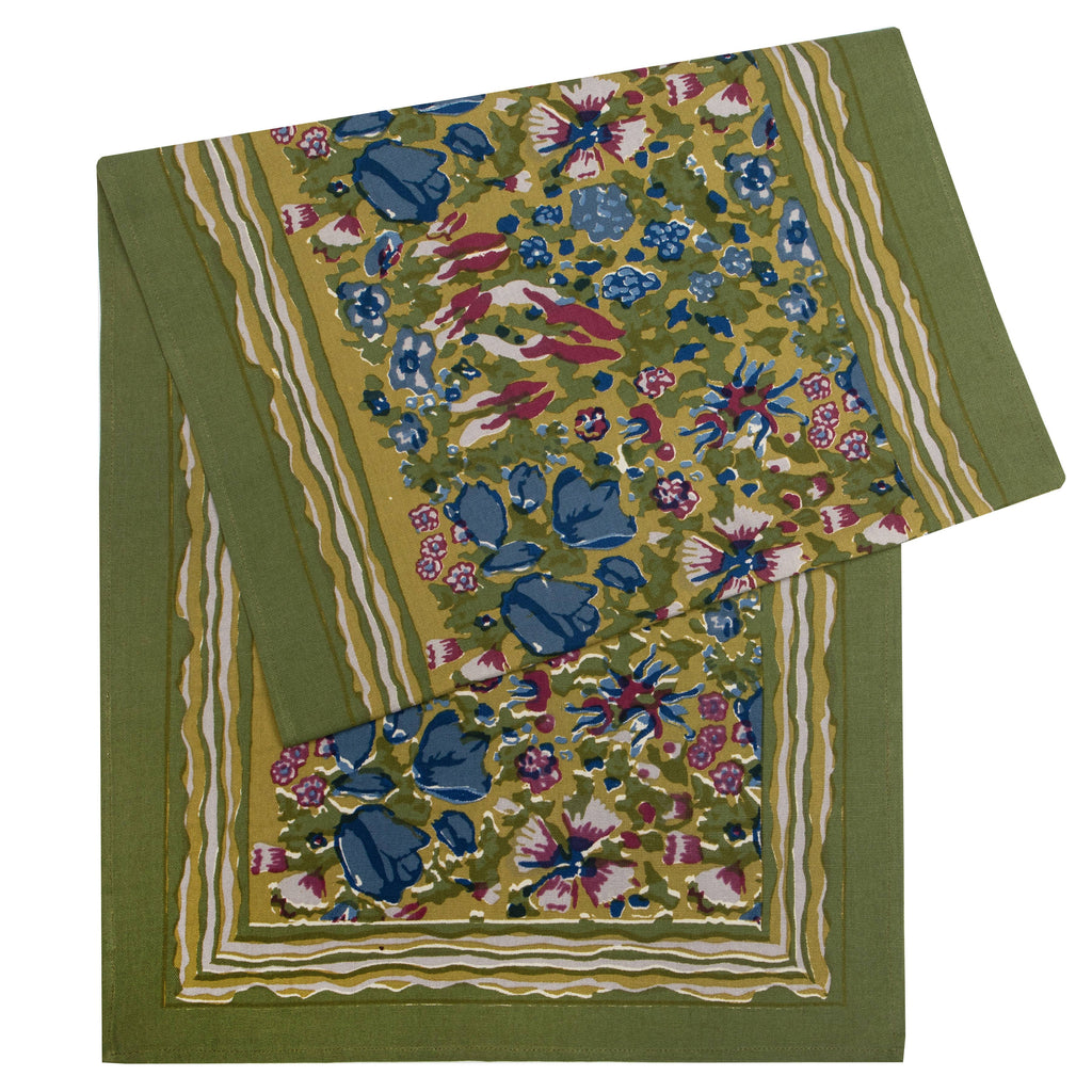 Jardin Table Runner, Blue & Green, 16" x 72"