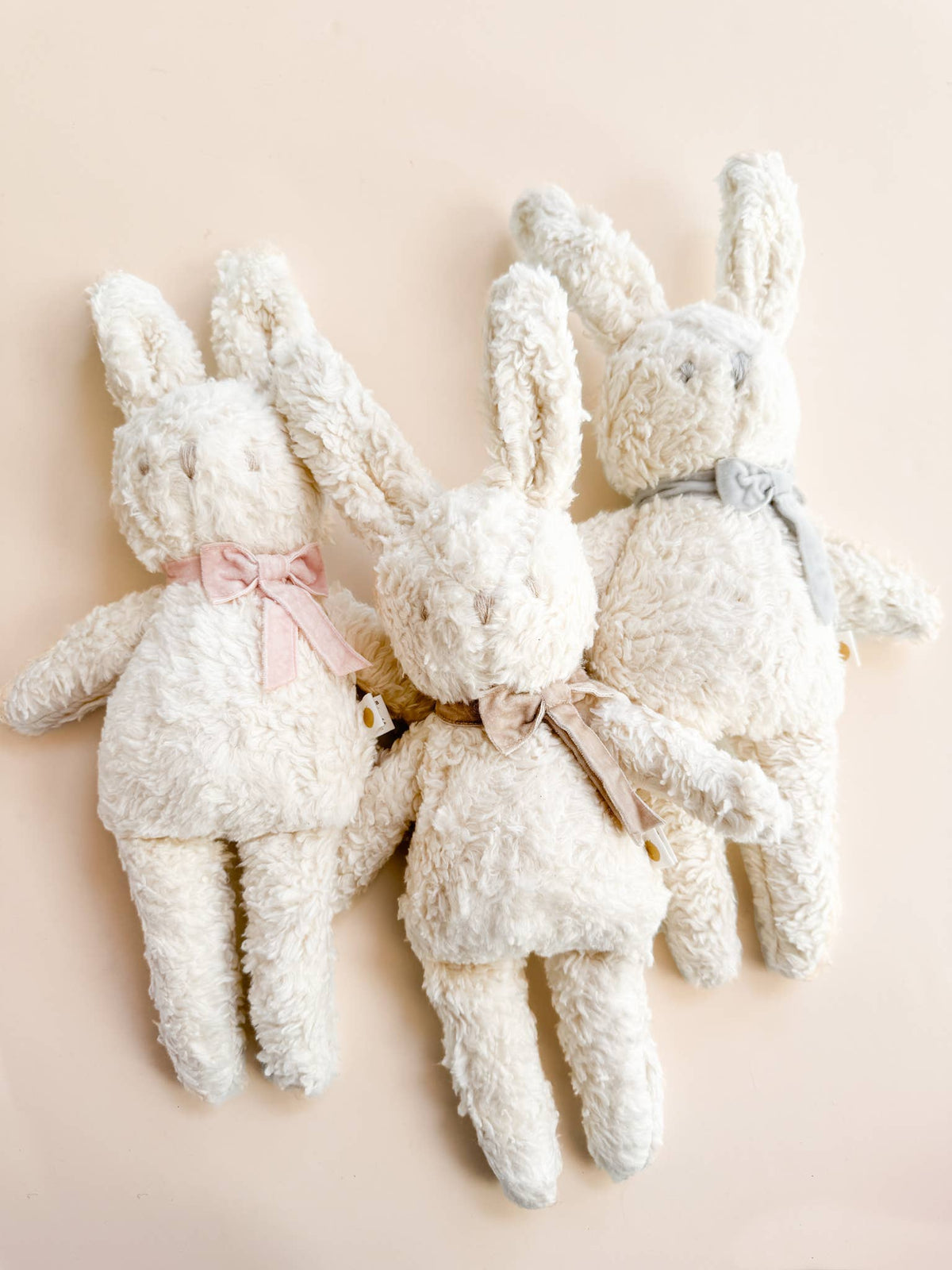 Plush Bunny with Taupe Velvet Bow