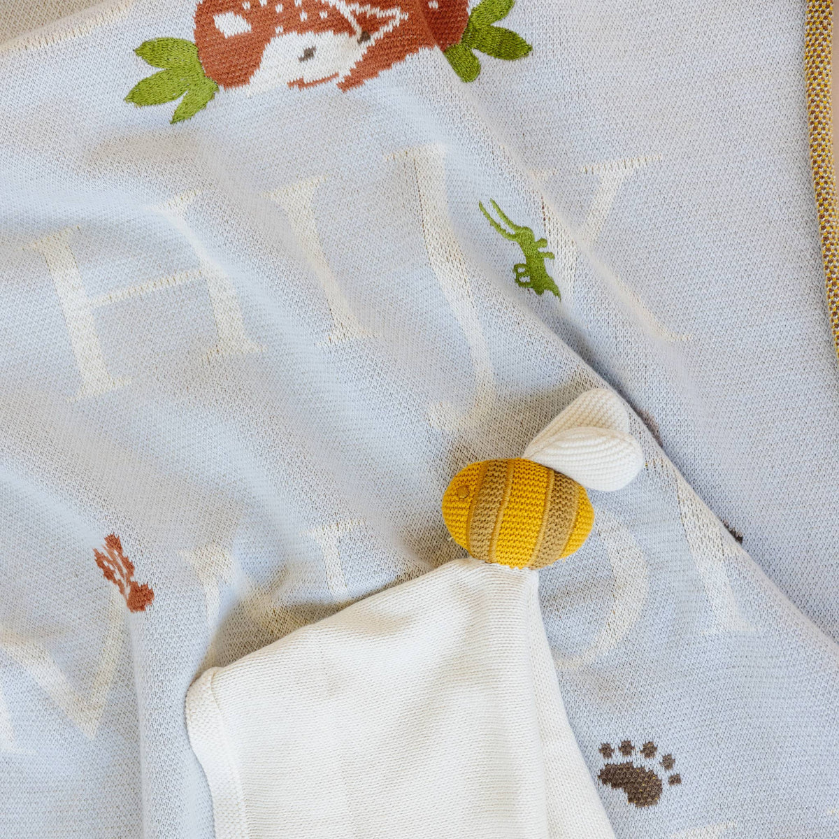 Organic Alphabet Woodland Baby Blanket