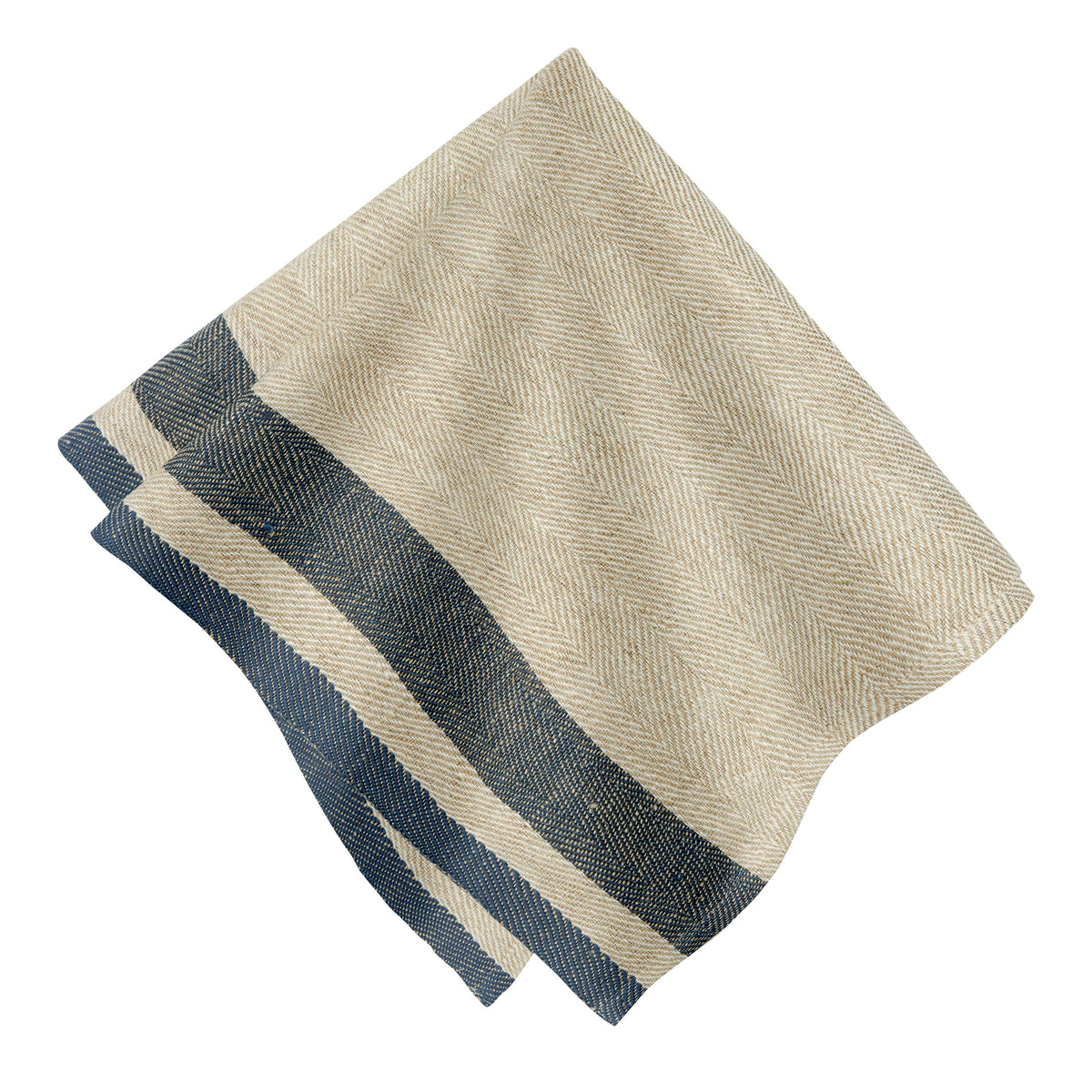 Gordes Linen Napkins, Natural & Blue (Set of 4)
