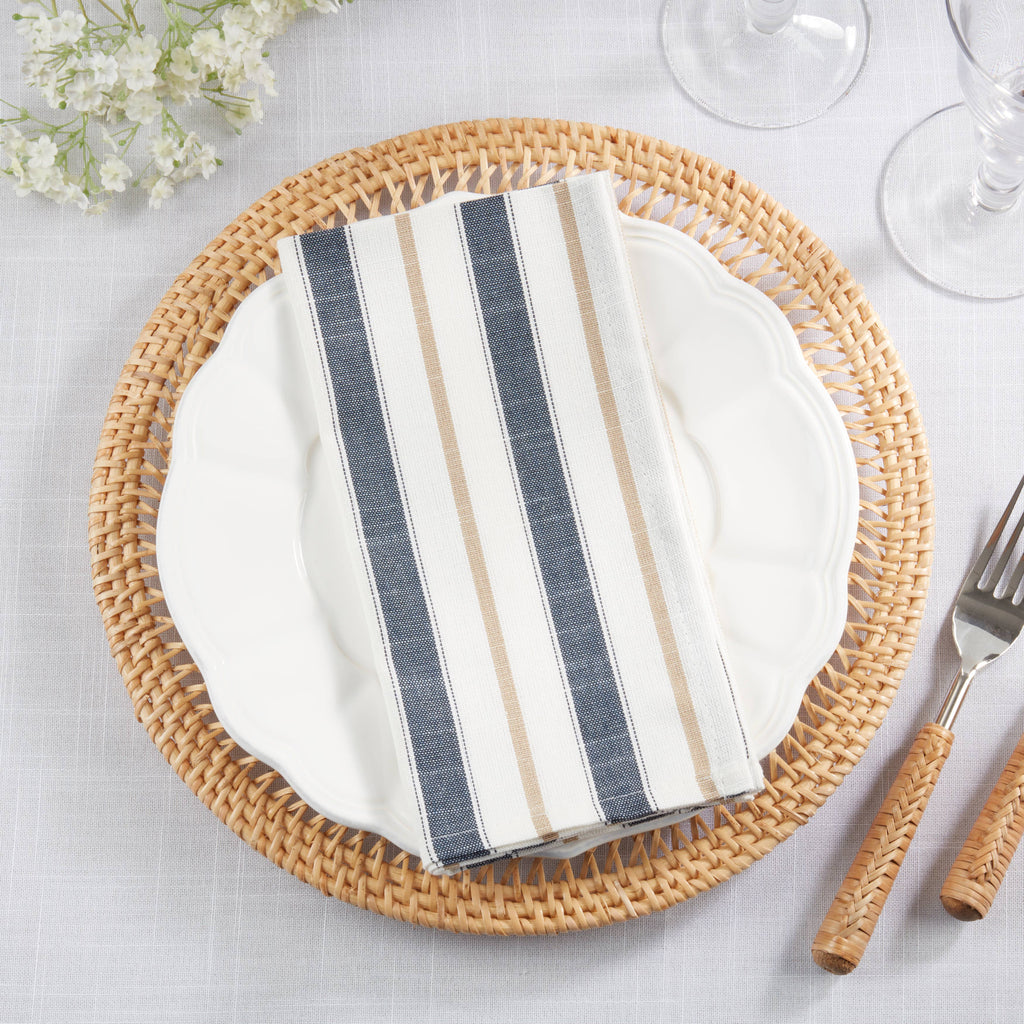 Modern Striped Cloth Napkin, Blue