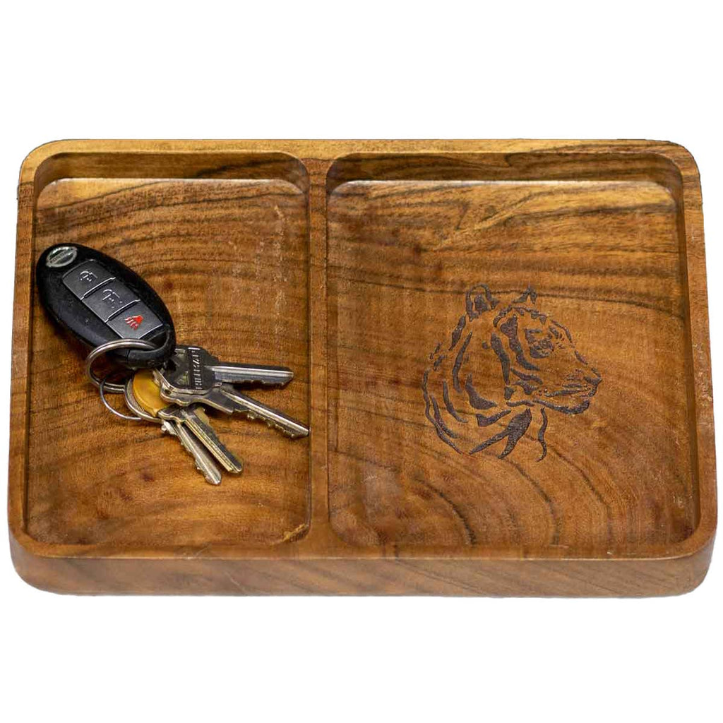 Tiger Etched Wood Valet Tray