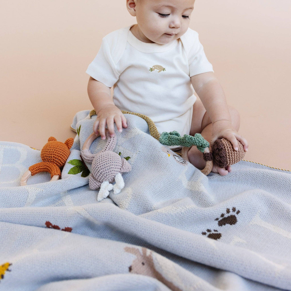 Organic Alphabet Woodland Baby Blanket