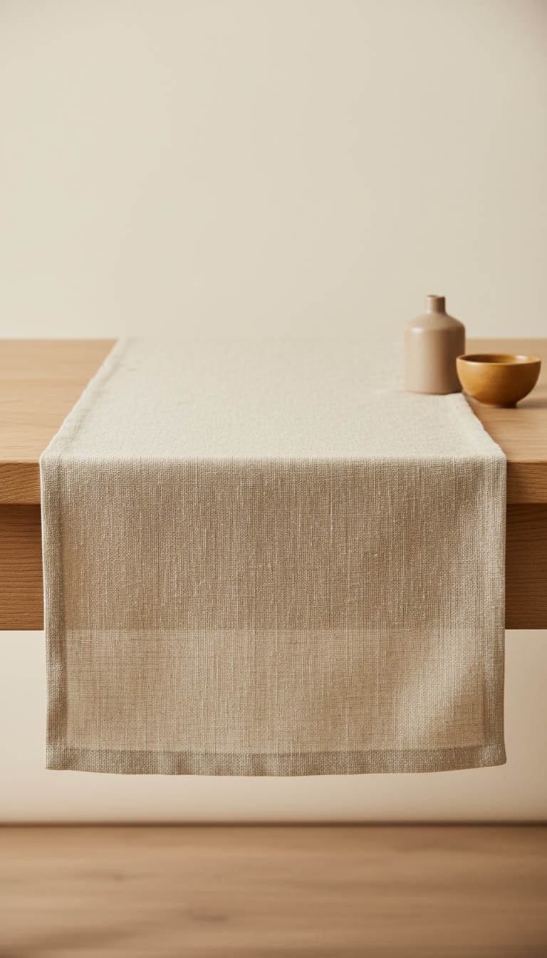 Linen Table Runner in Natural Flax