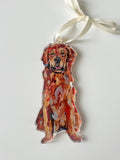 Golden Retriever Red Acrylic Christmas Dog Ornament | Wreath Charm WHOLESALE