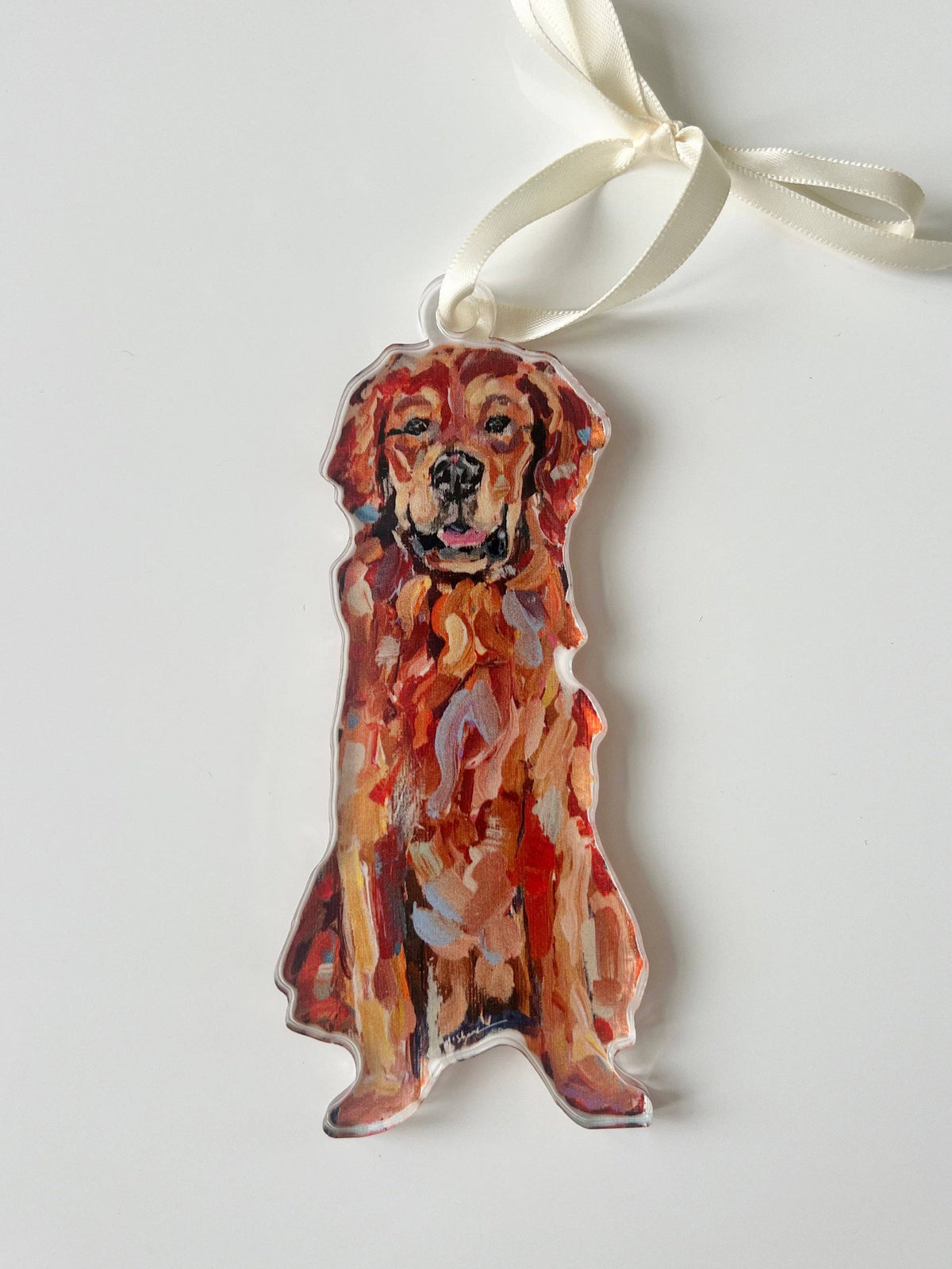 Golden Retriever Red Acrylic Christmas Dog Ornament | Wreath Charm WHOLESALE