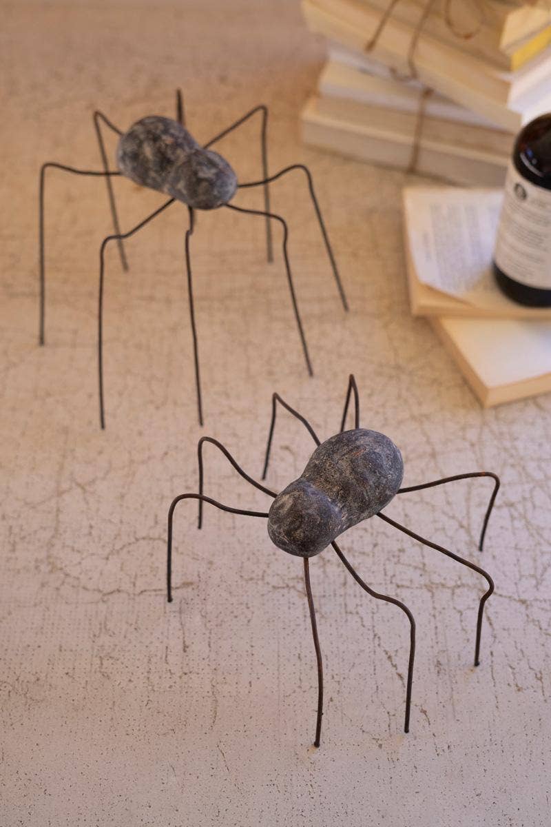 Clay & Wire Spiders (Set of 2)