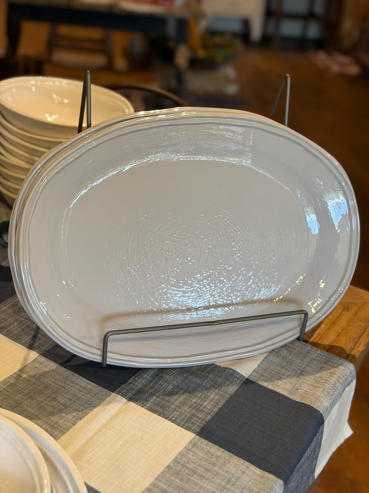 Relish Double Line Oval Platter Stone