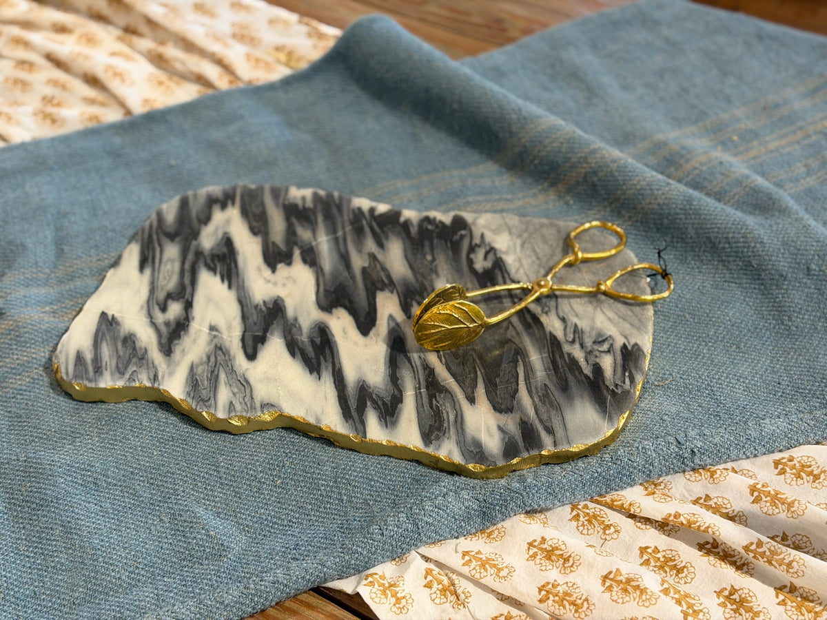 Metz Marble Serving Board, Gray & Gold