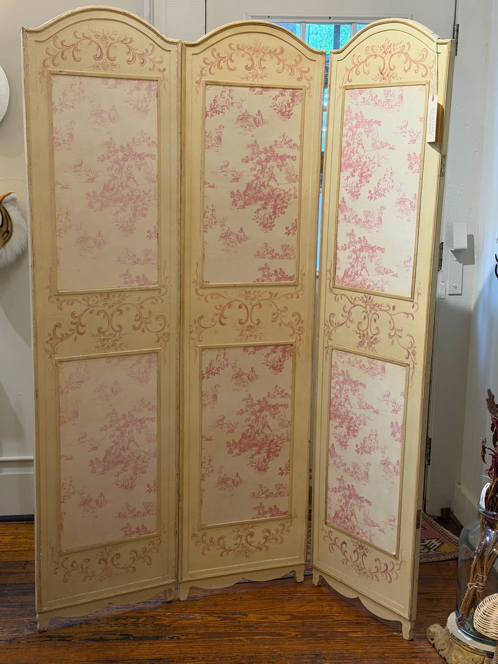 Vintage Pink Toile Room Divider