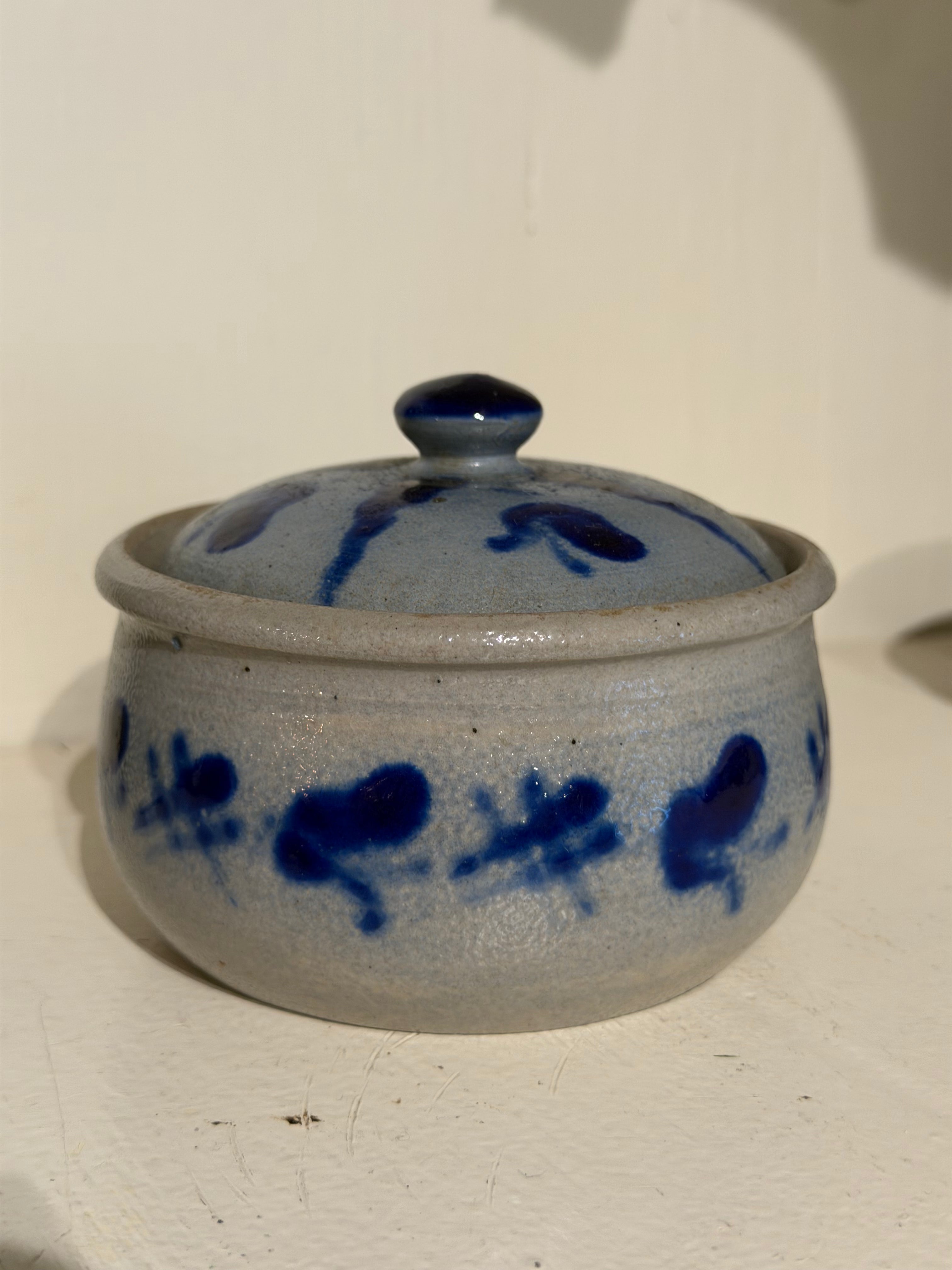 Salt-Glazed Pottery Sugar Bowl