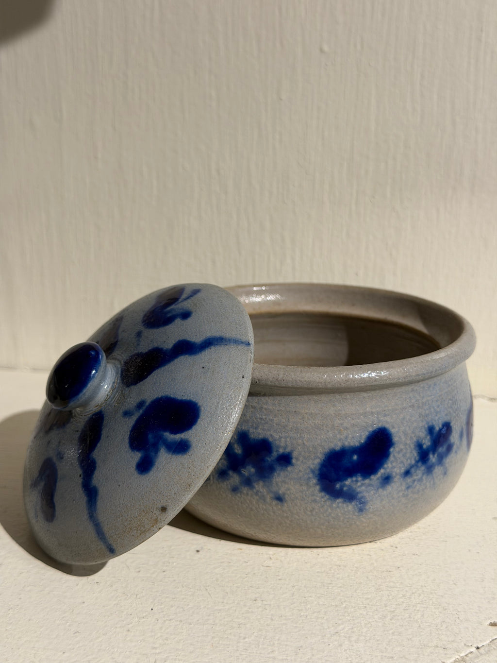 Salt-Glazed Pottery Sugar Bowl