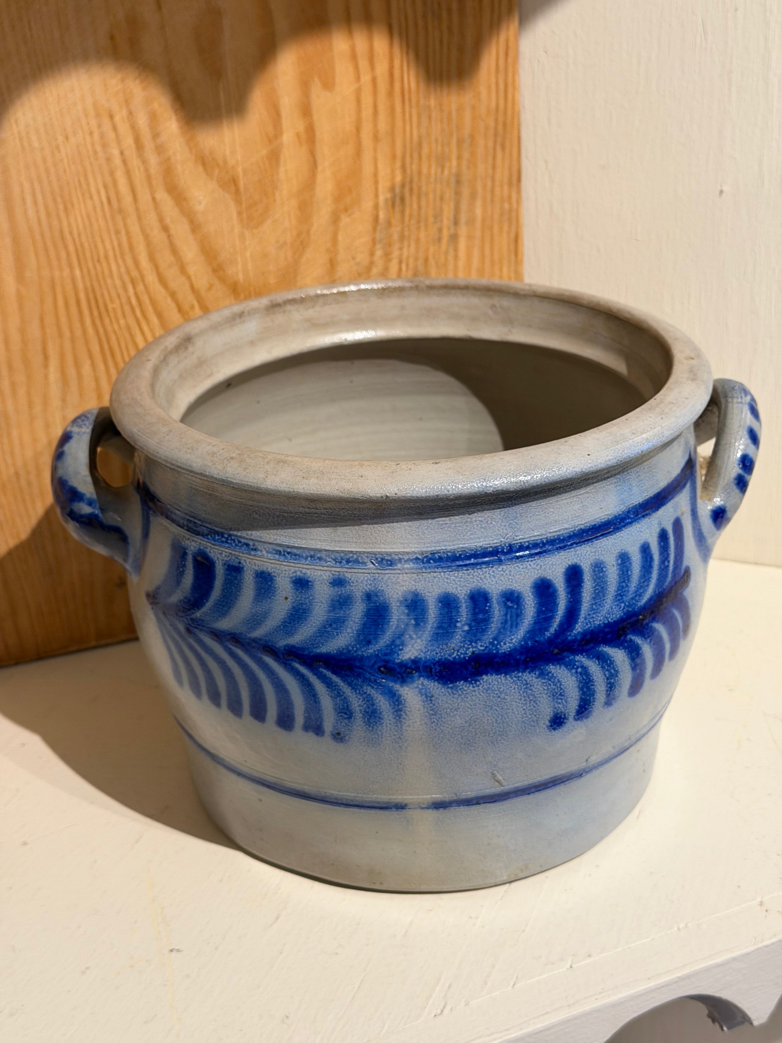 Salt-Glazed Cobalt Blue Crock, Extra Large