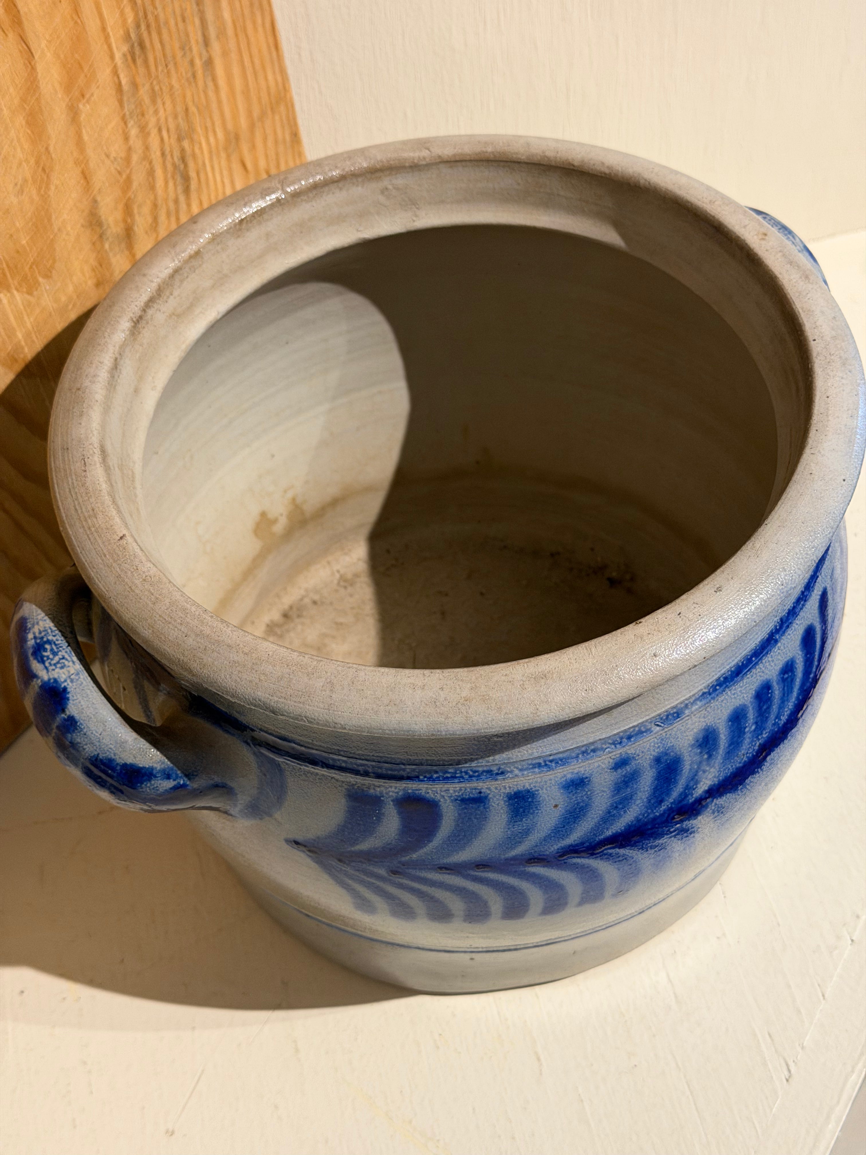 Salt-Glazed Cobalt Blue Crock, Extra Large