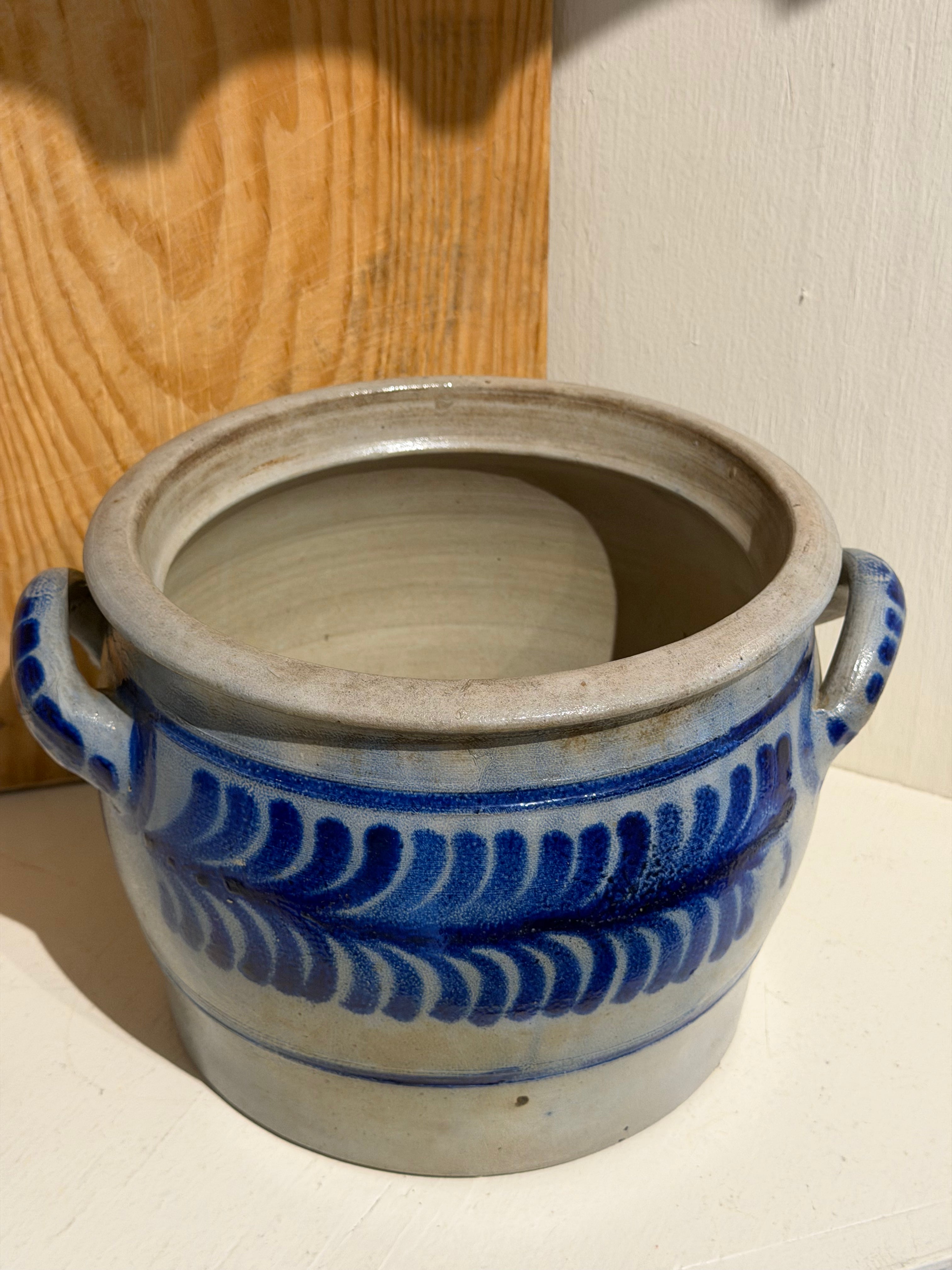 Salt-Glazed Cobalt Blue Crock, Extra Large