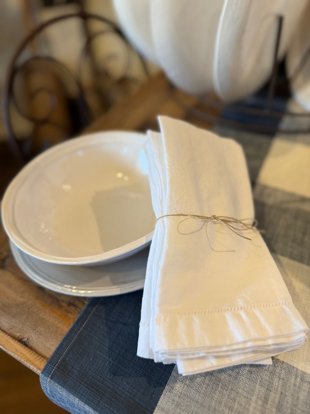 White Hemstitch Napkins (Set of 4)