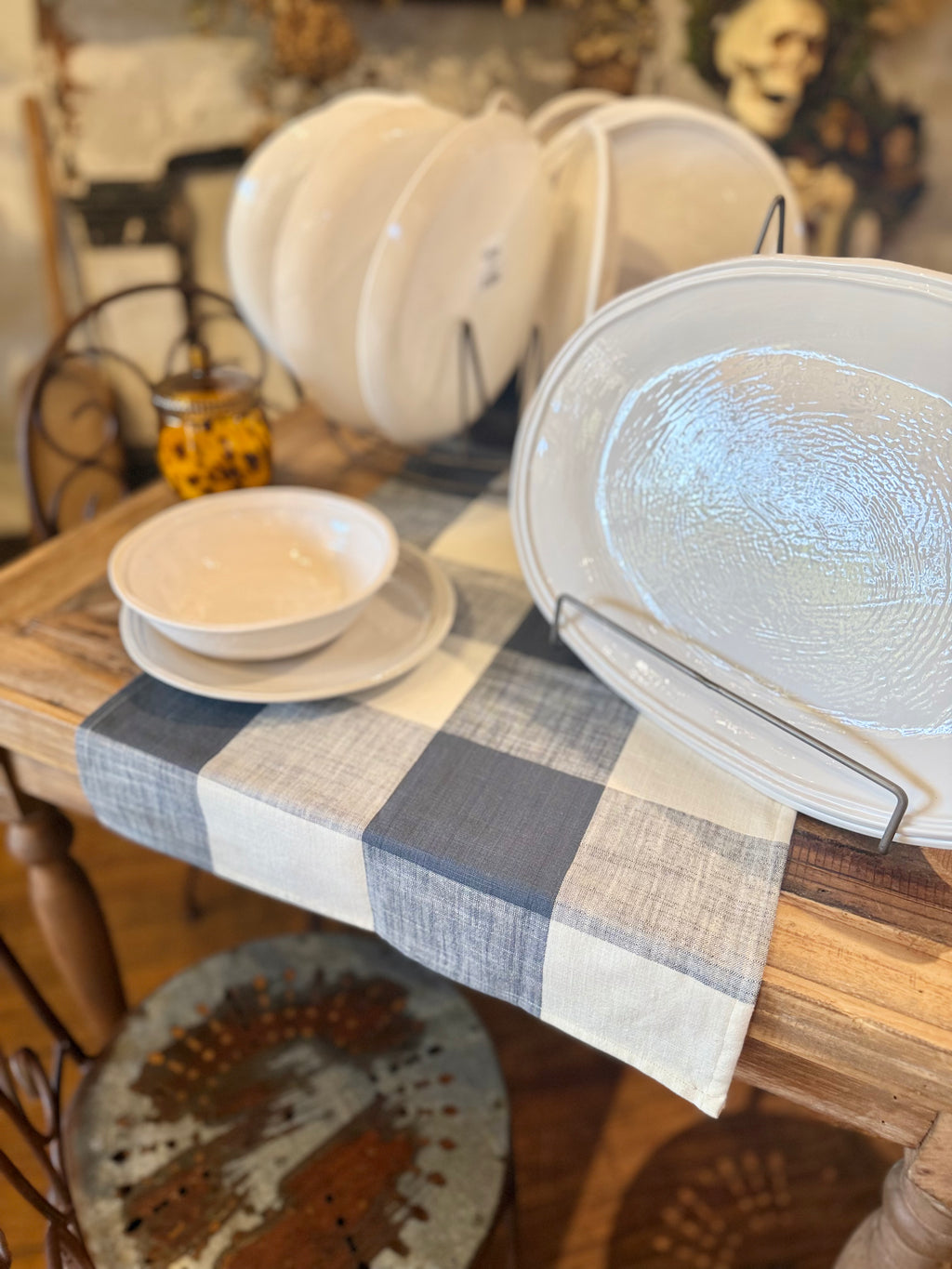Blue Gingham Table Runner