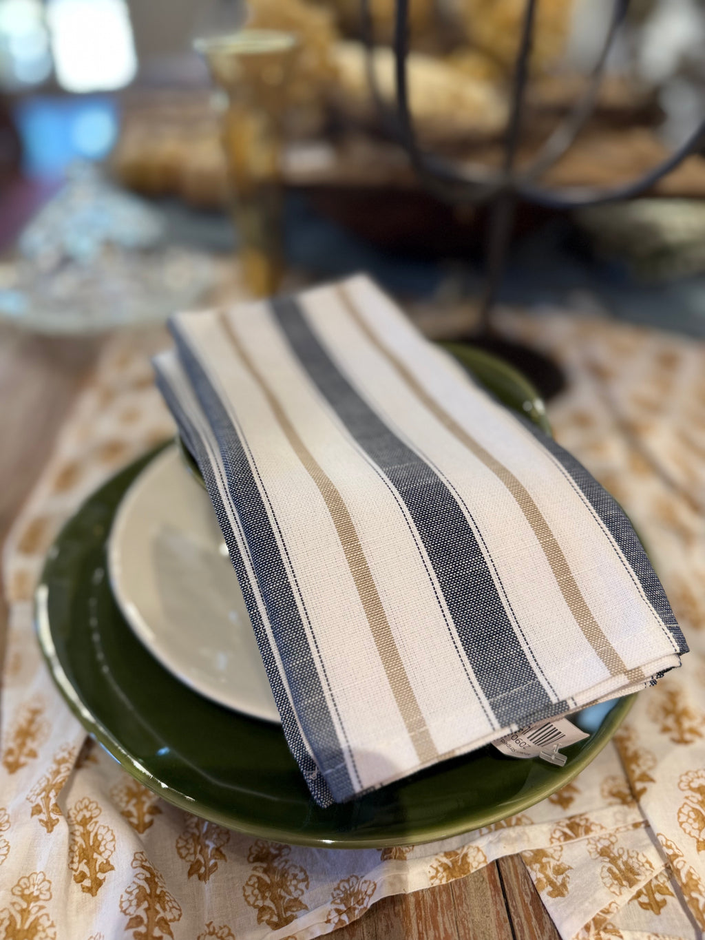 Modern Striped Cloth Napkin, Blue