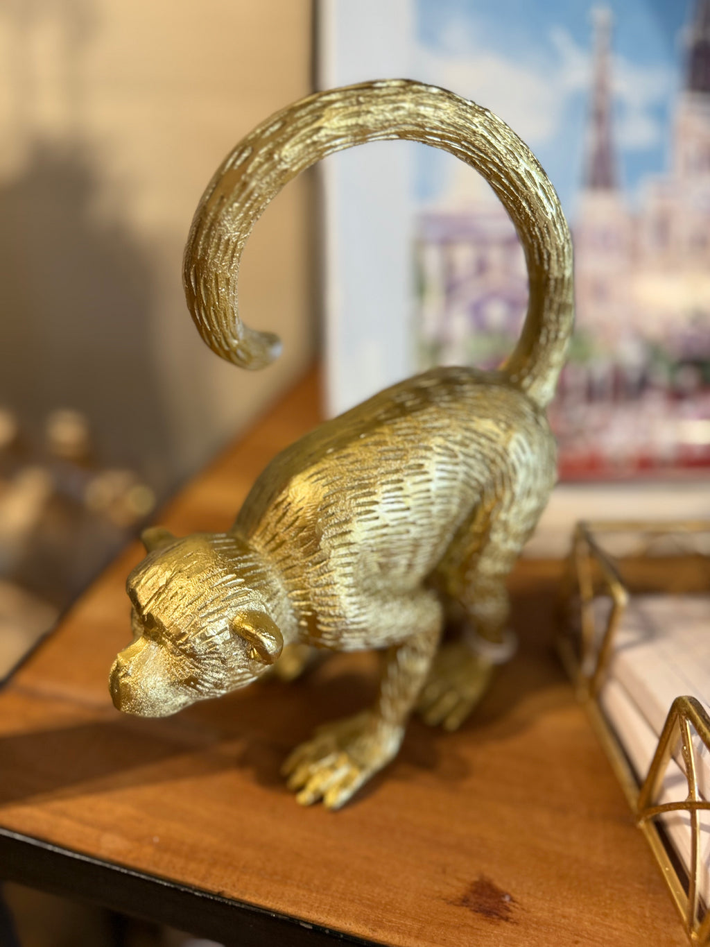 Gold Monkey Figurine