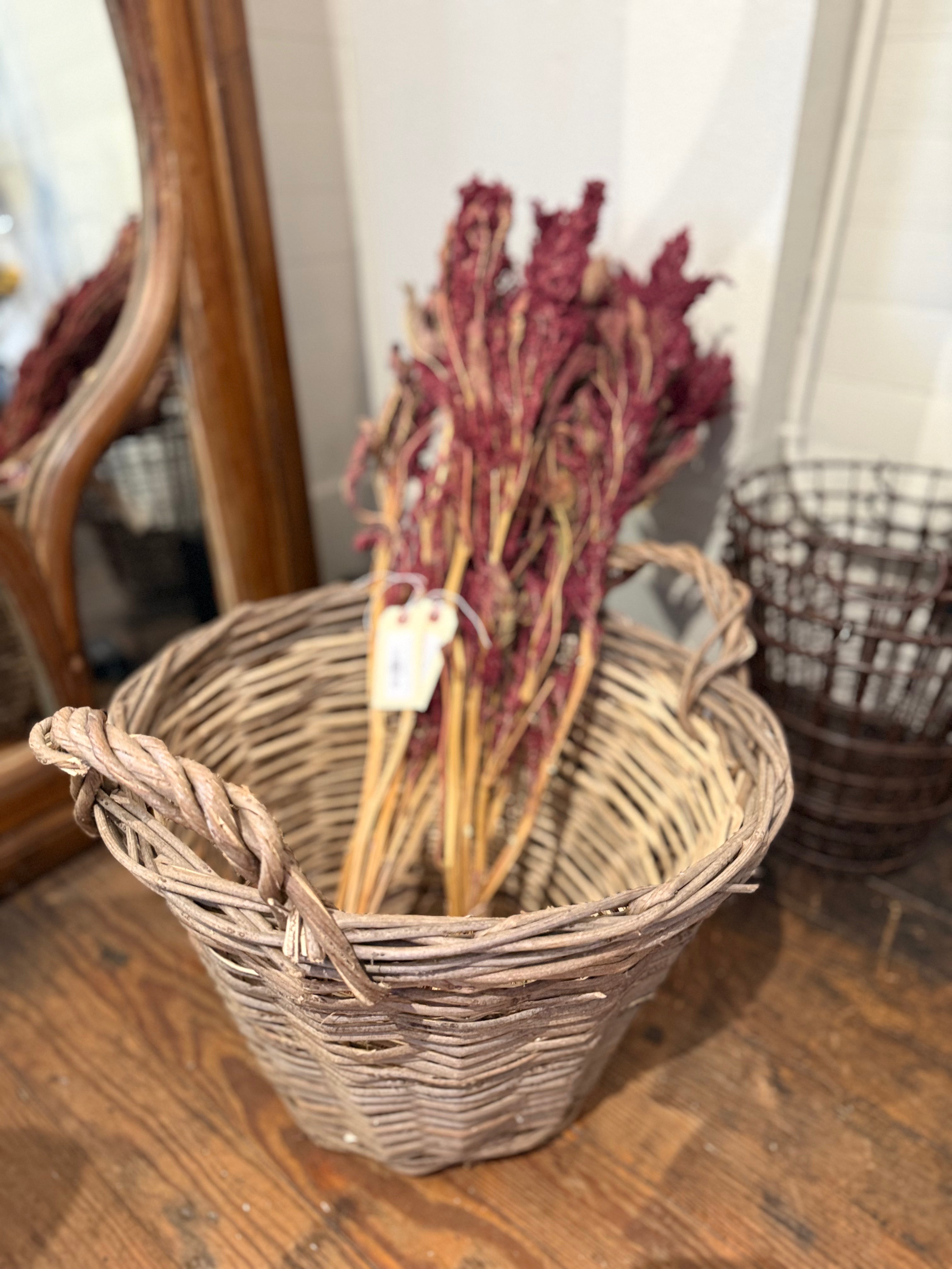 Wicker Basket with Handles, Medium