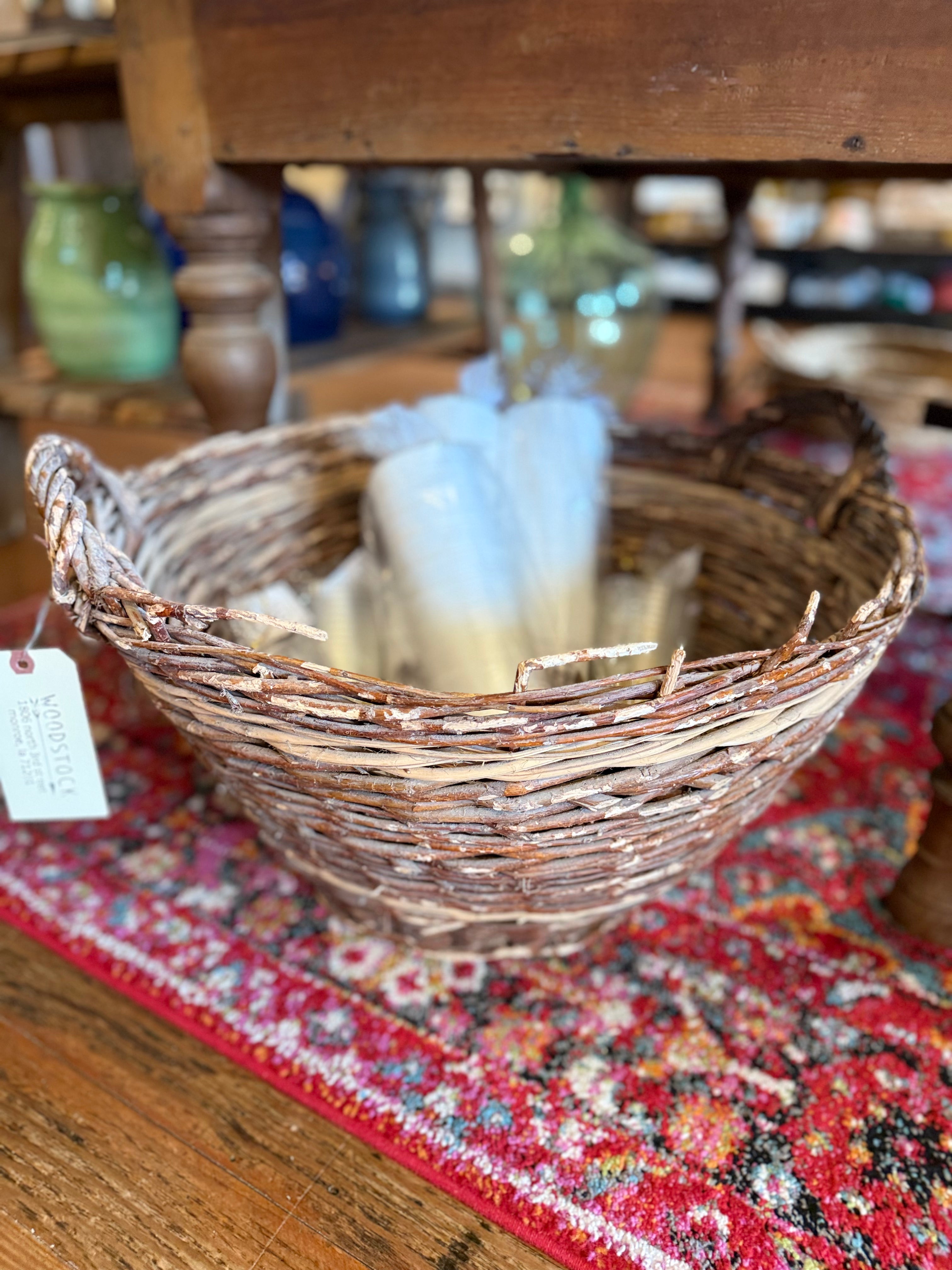 Large Rustic Basket with Handles
