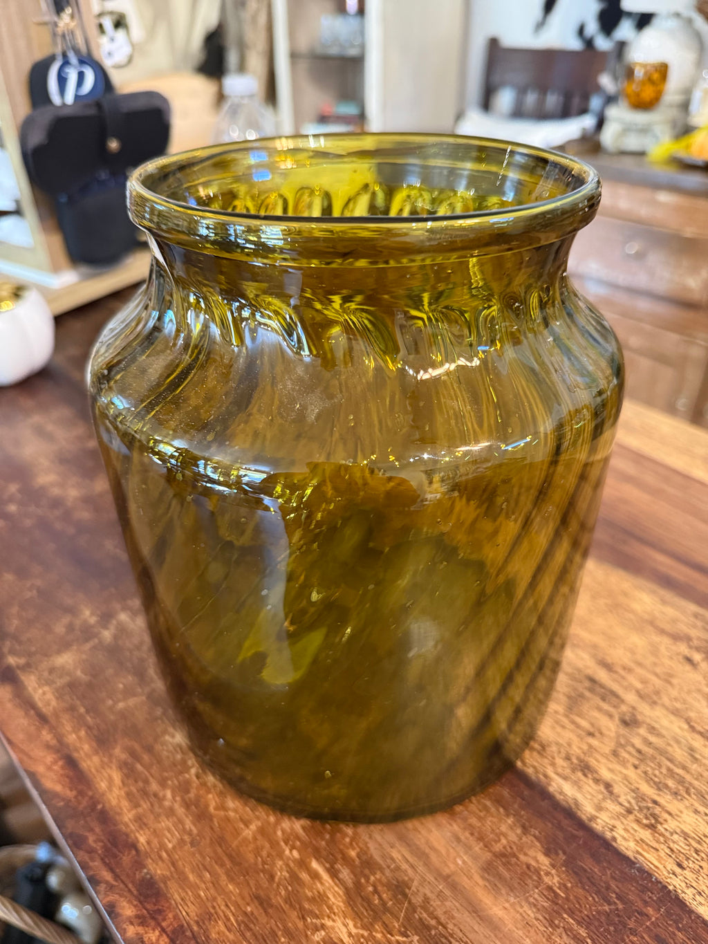 Olive Green Glass Vase
