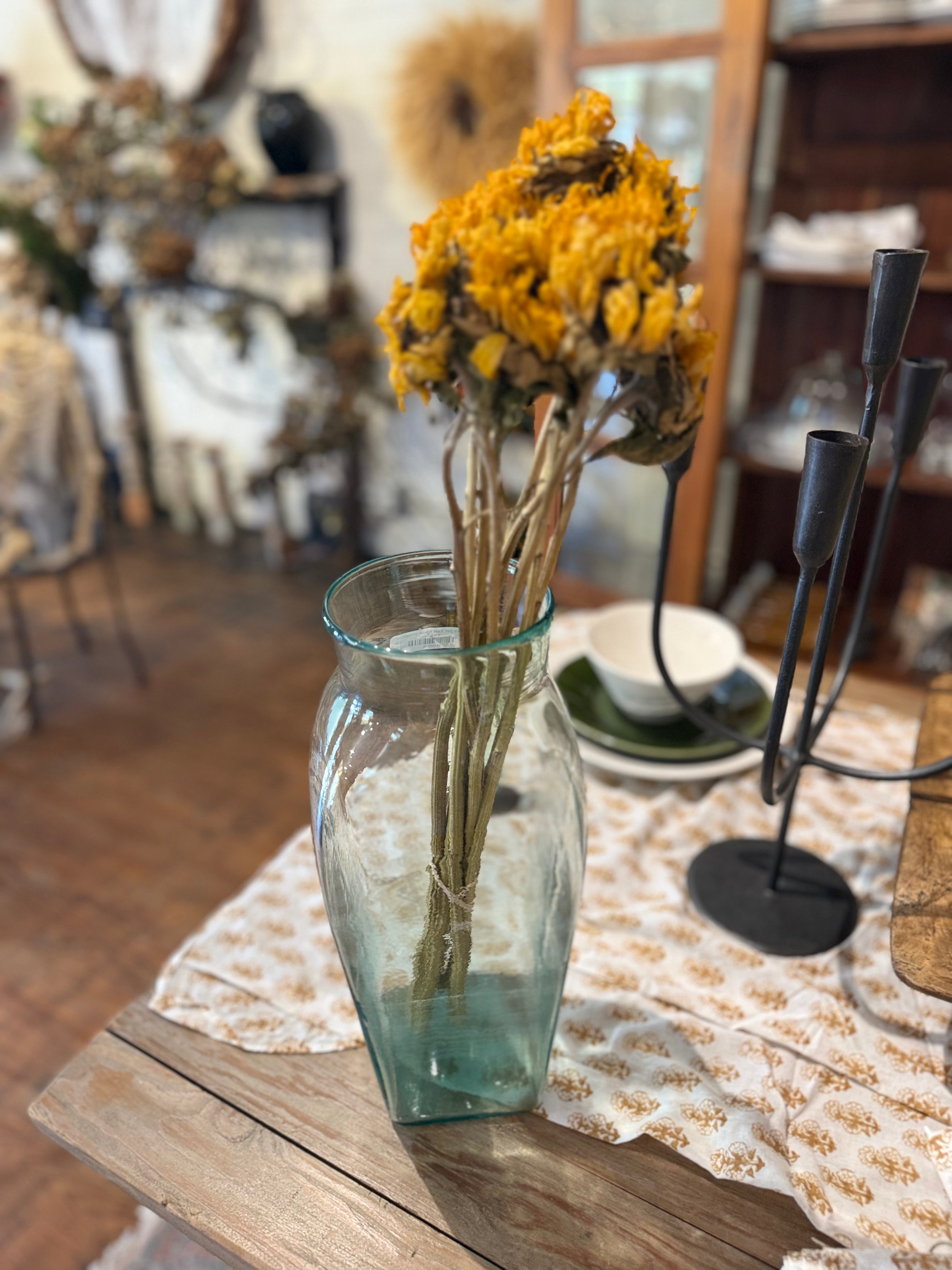 Modern Blue Glass Vase, Tall