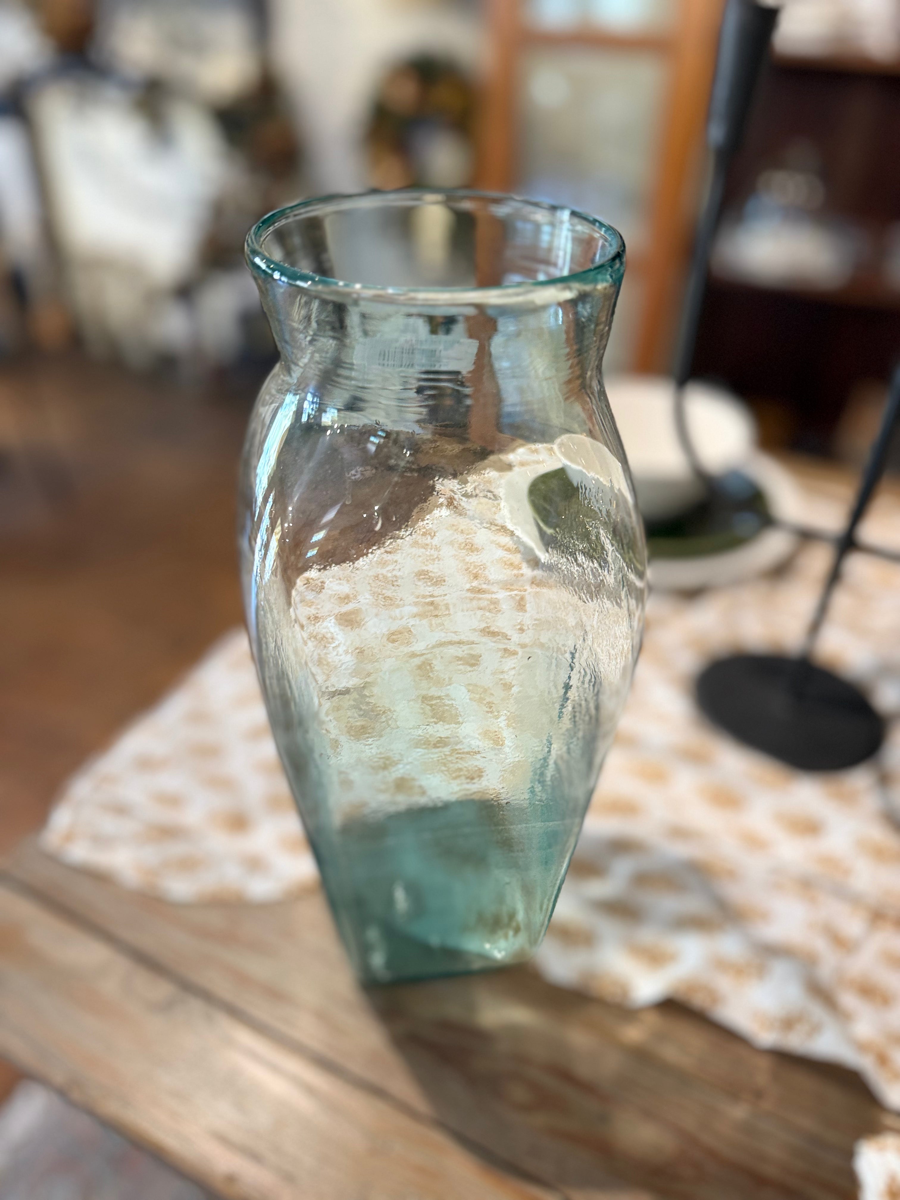 Modern Blue Glass Vase, Tall