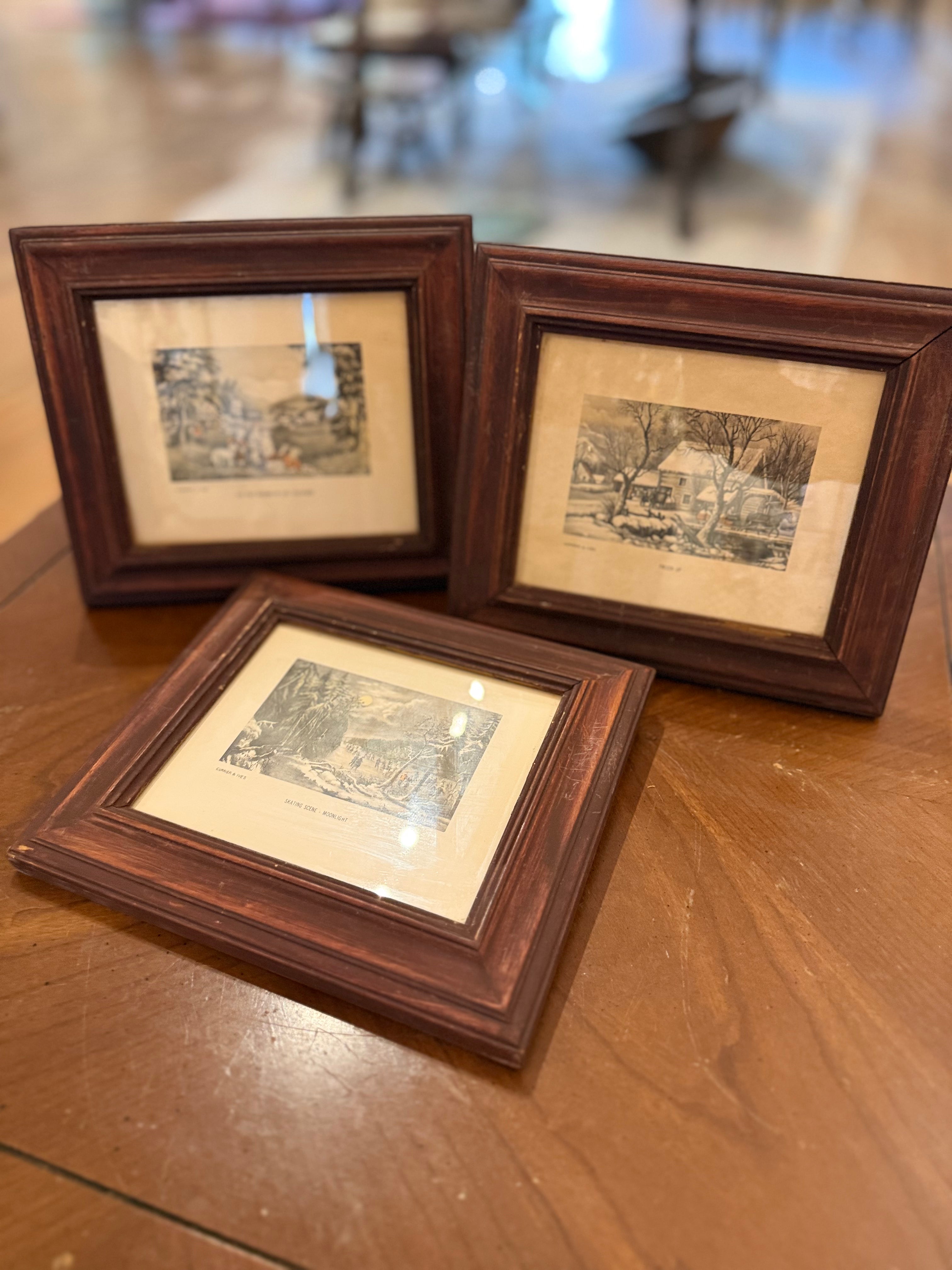 Currier & Ives Framed (Skating Scene)