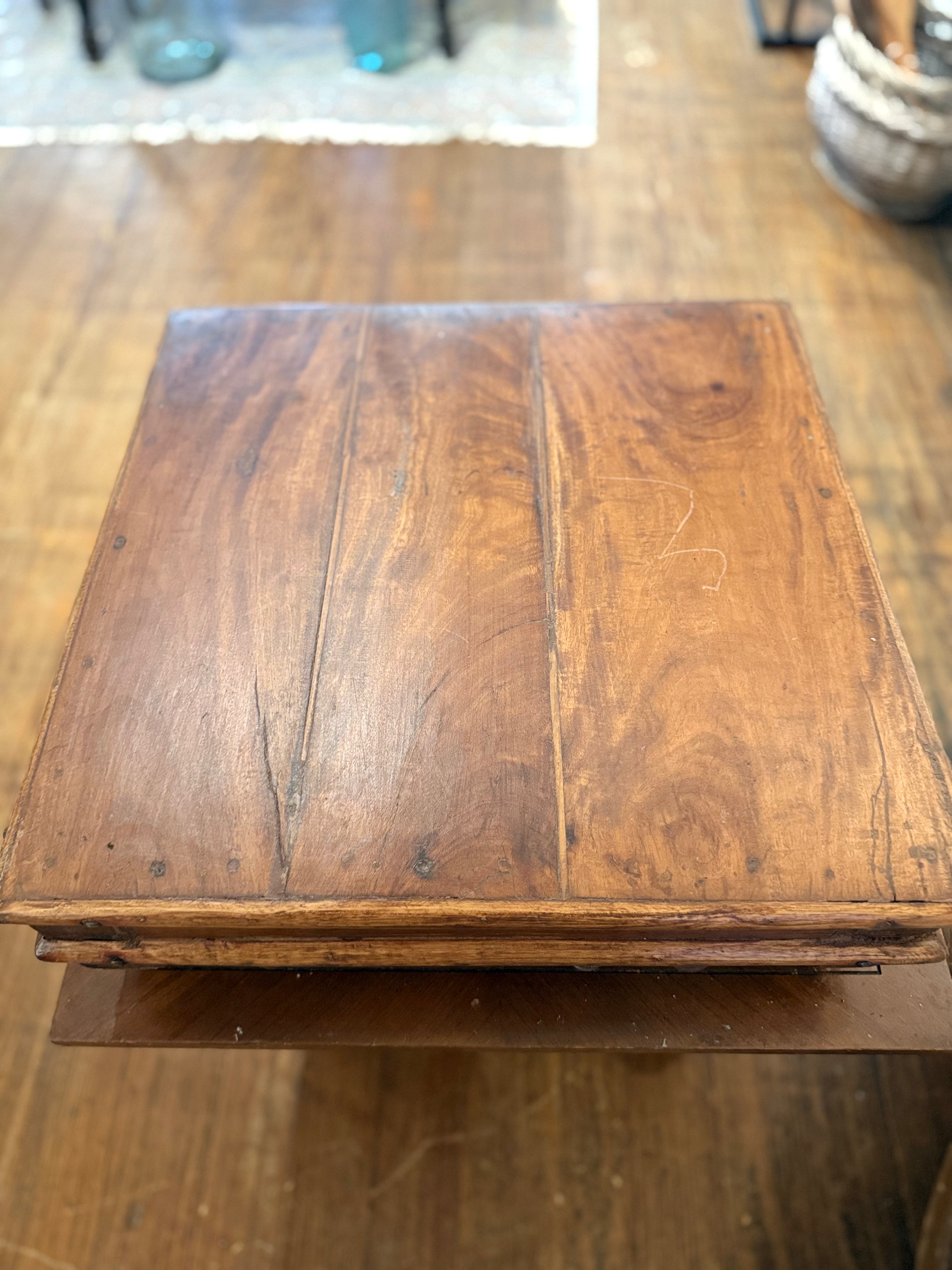 Wood Pedestal with Round Beads