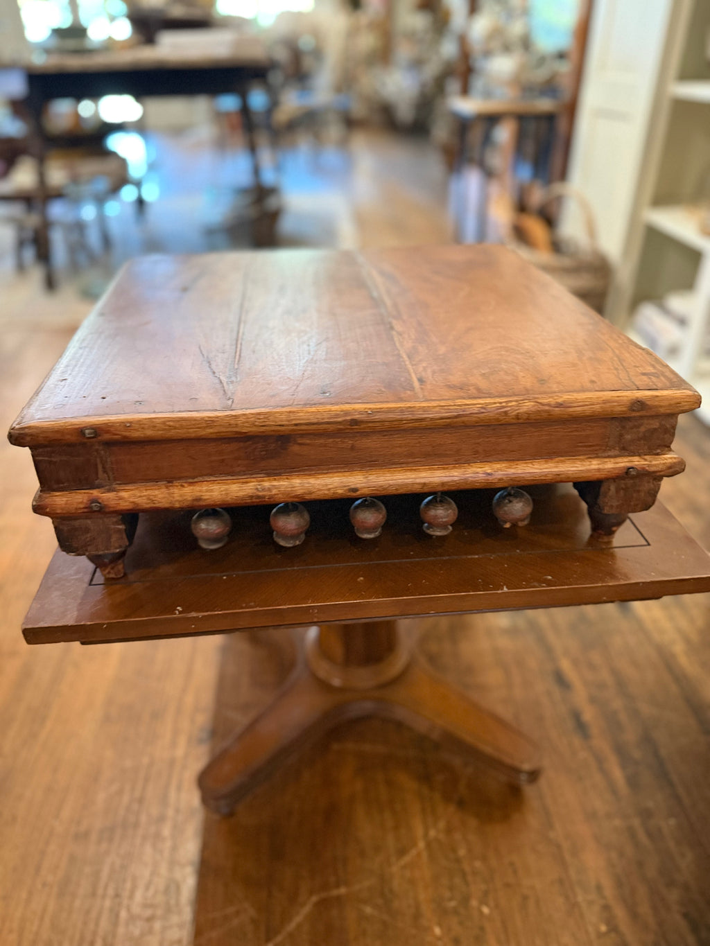 Wood Pedestal with Round Beads