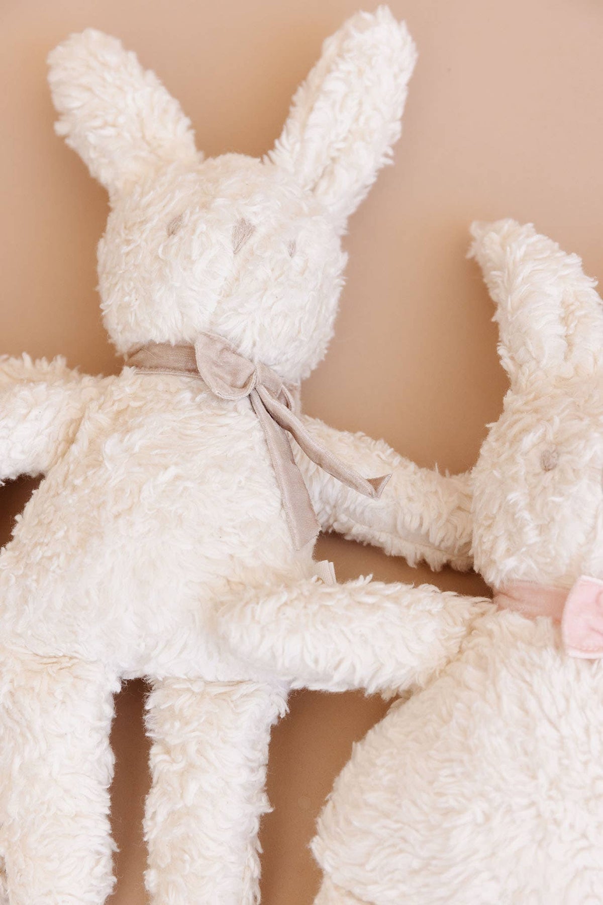 Plush Bunny with Taupe Velvet Bow