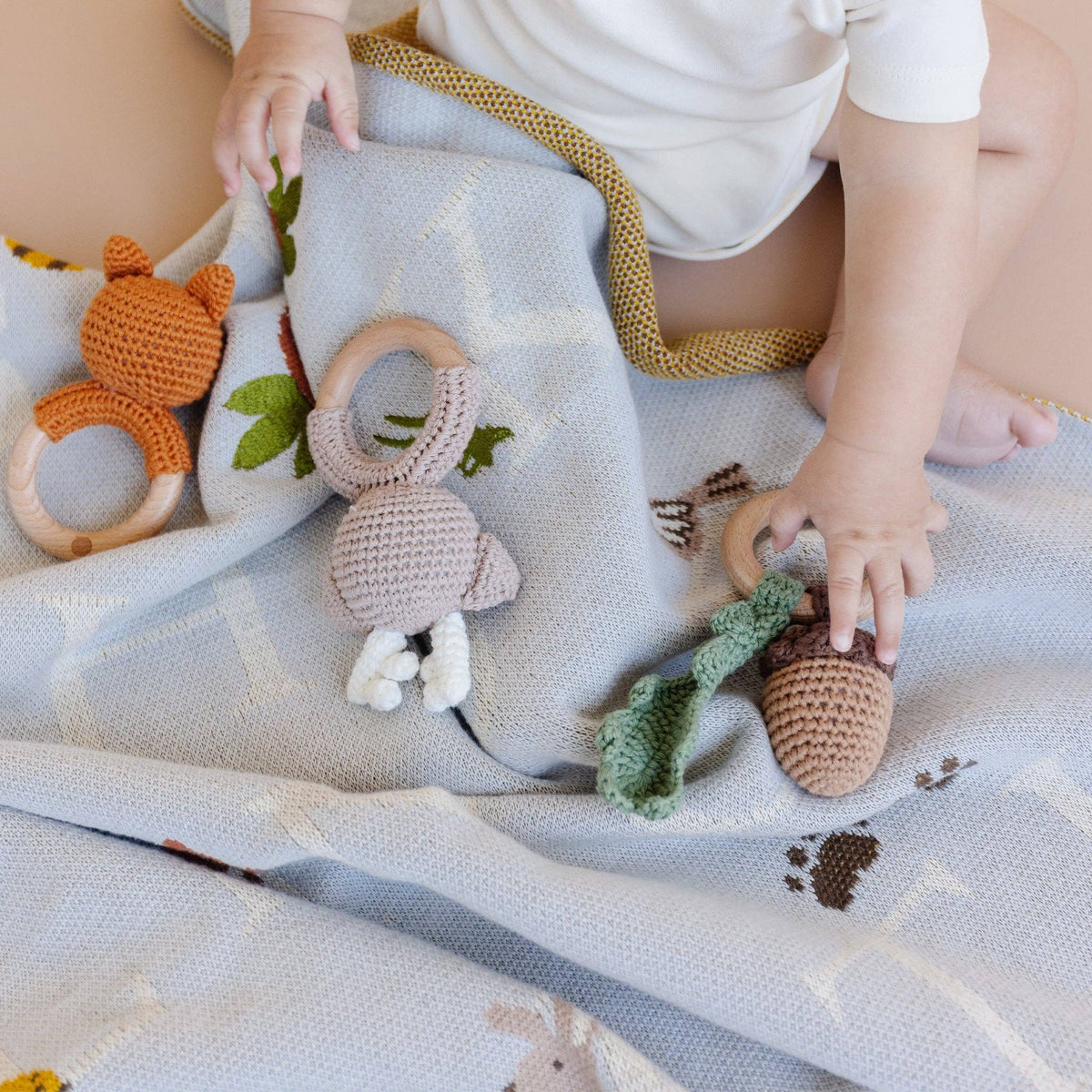 Organic Alphabet Woodland Baby Blanket