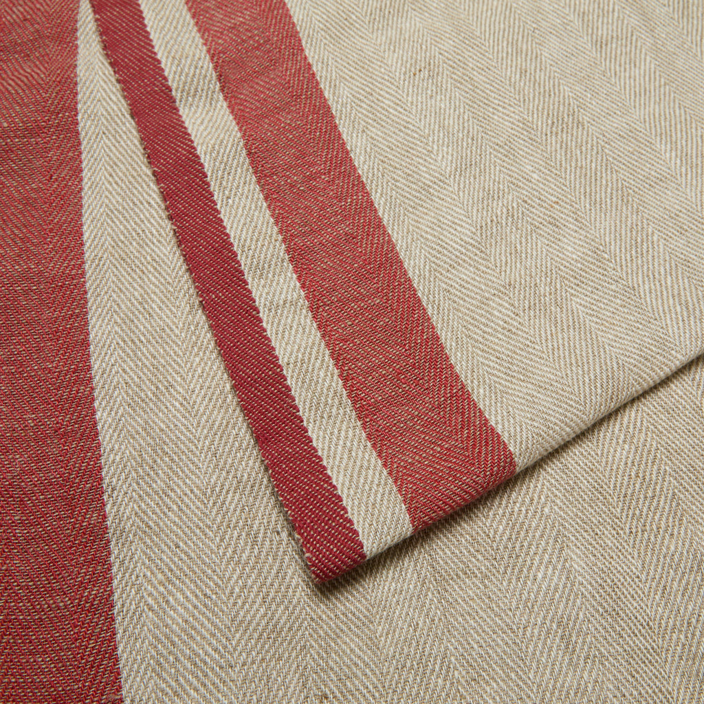 Gordes Table Runner, Natural & Red, 20" x 72"