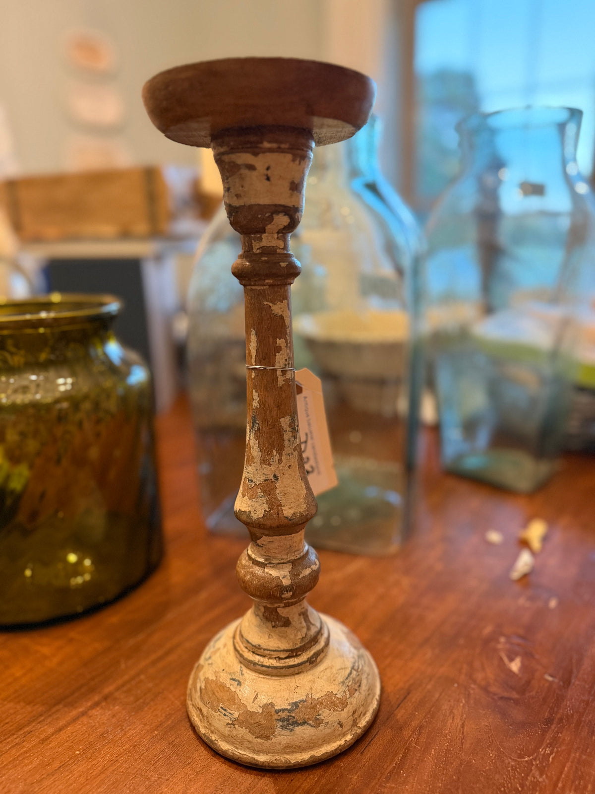 Antique Baluster Candlestick, Cream