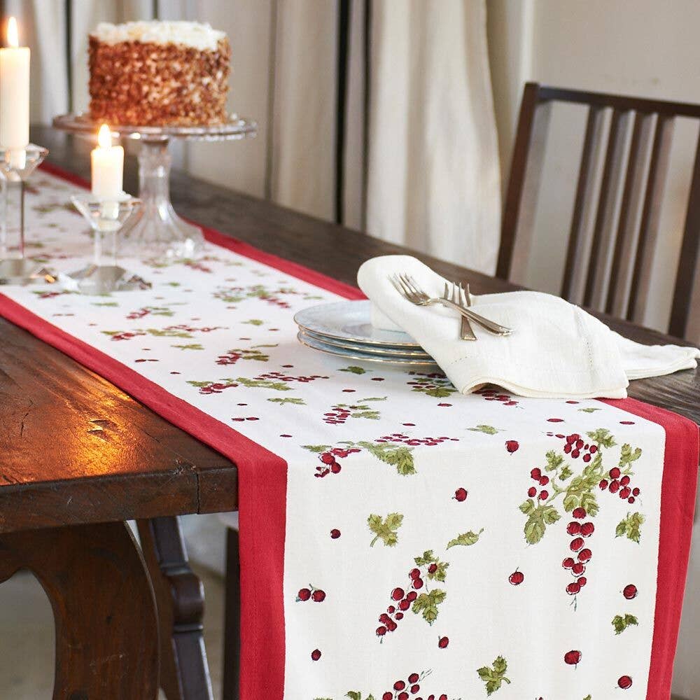 Gooseberry Table Runner, Red & Green, 16" x 72"