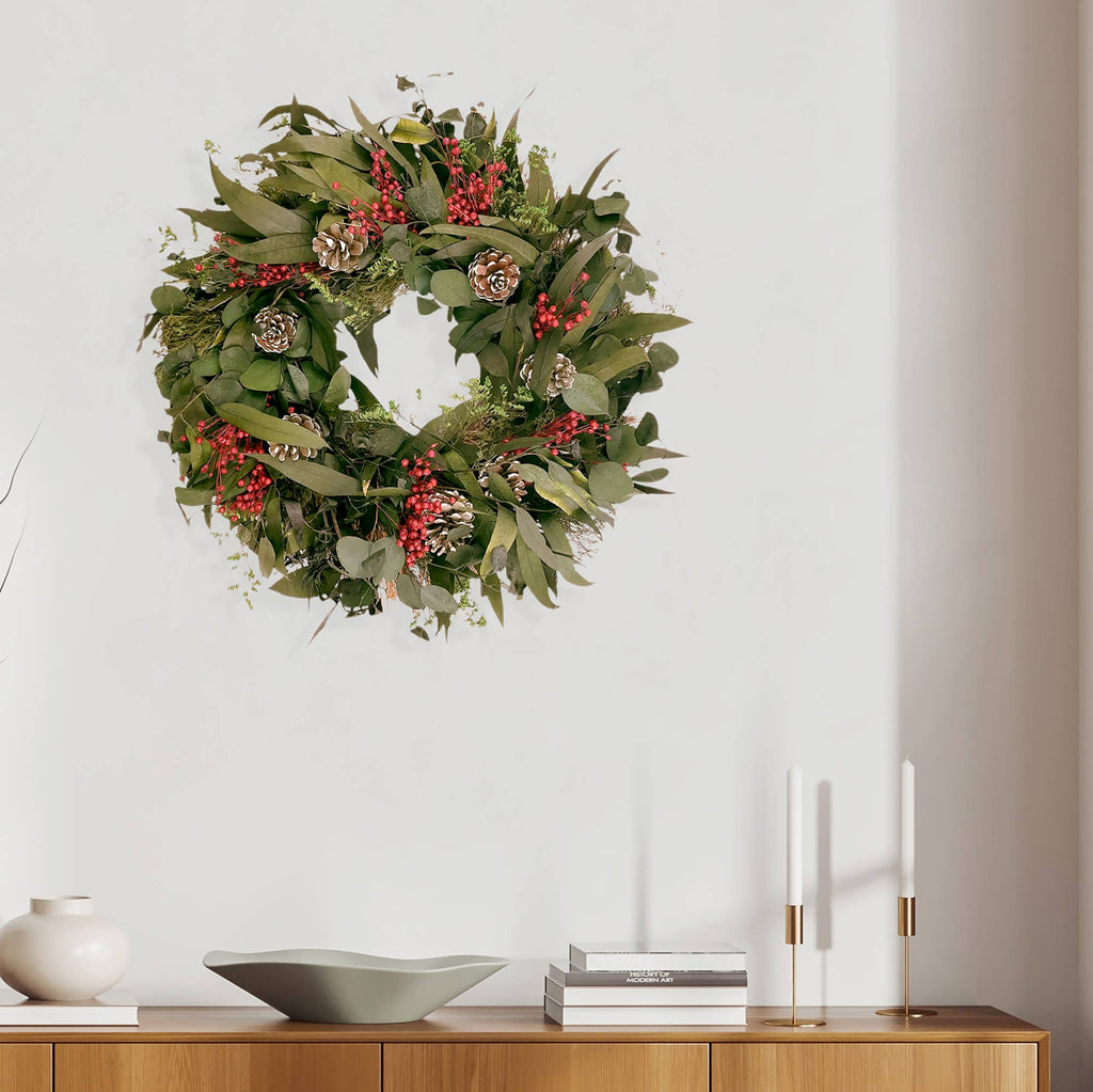 Snow Pinecone Holiday Wreath