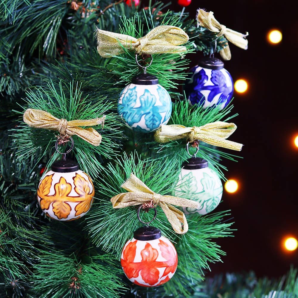 Ceramic Multicolor Christmas Balls Set of 12