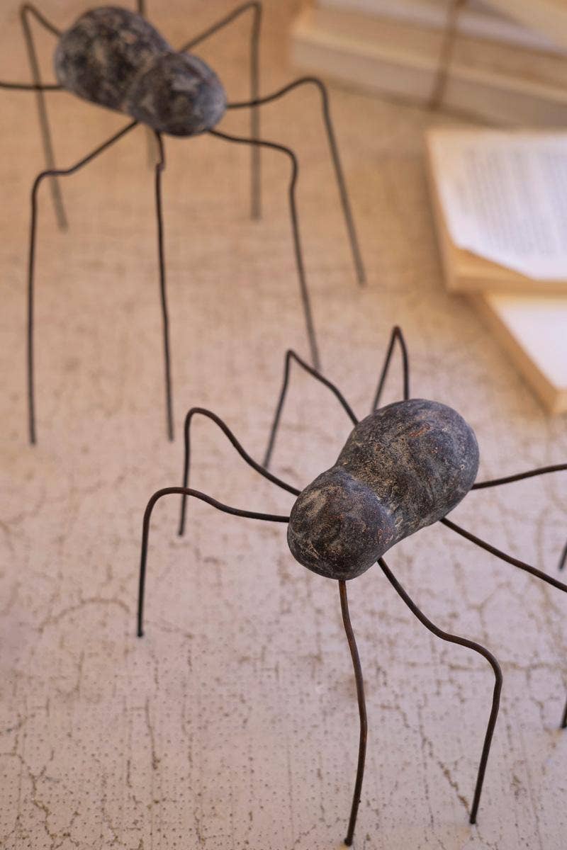 Clay & Wire Spiders (Set of 2)