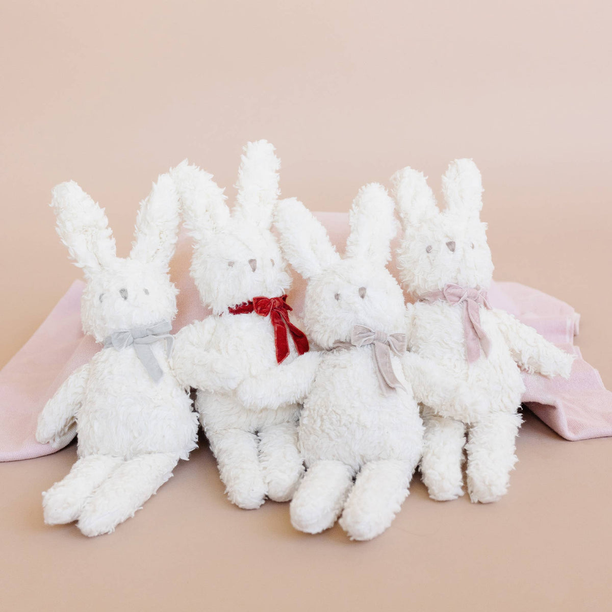 Plush Bunny with Taupe Velvet Bow