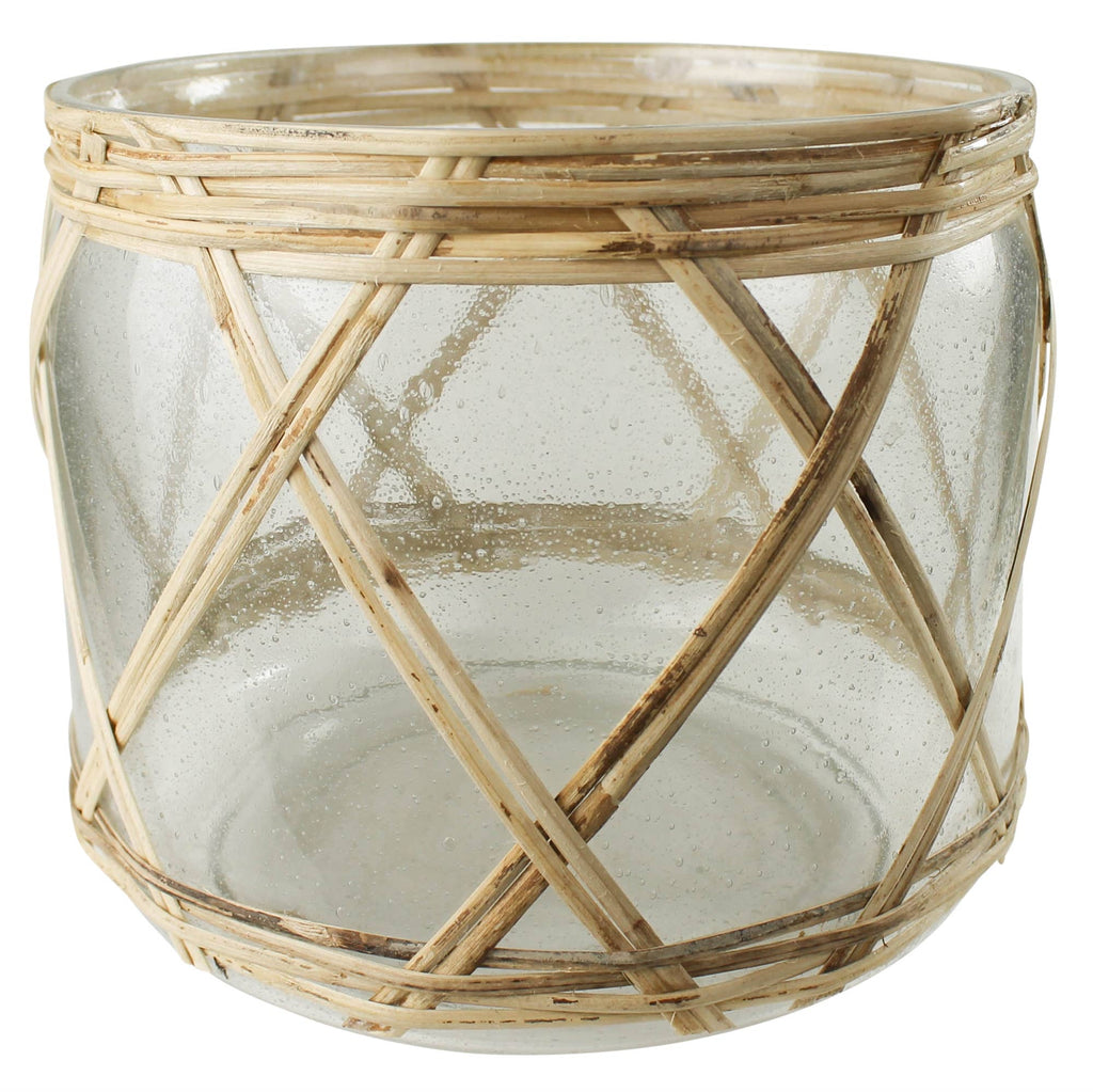 Cairo Hurricane, Glass & Rattan - Lrg: Natural, Clear / Glass
