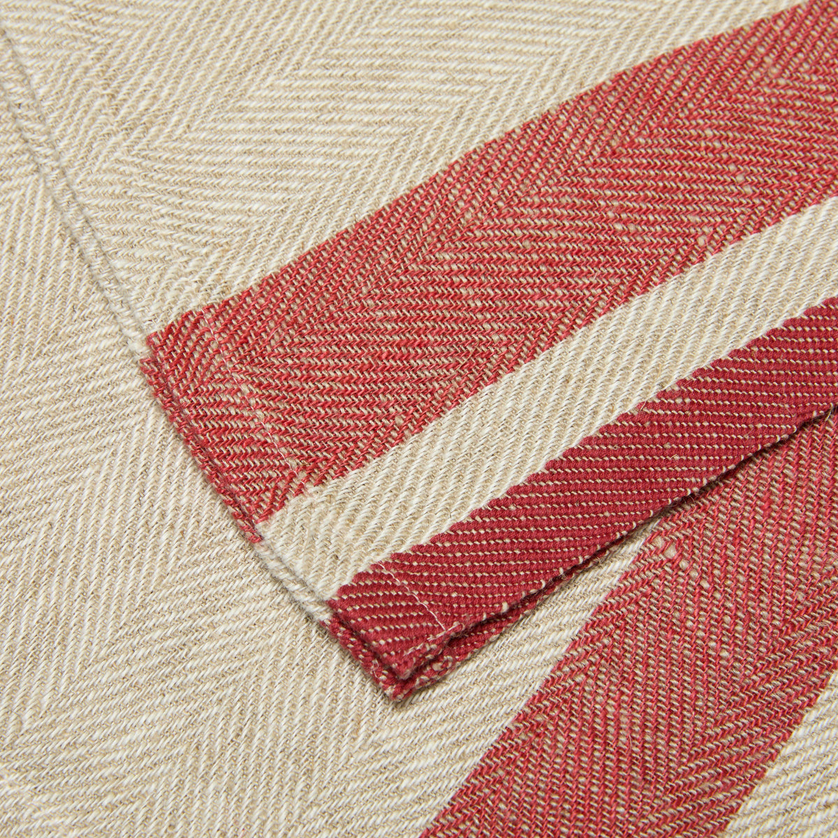 Gordes Linen Napkins, Natural & Red (Set of 4)