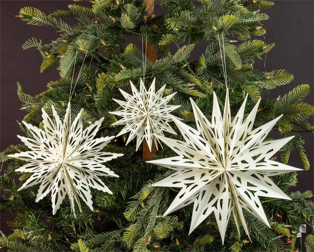Classic Paper Snowflake Ornaments (6 pack - 2 each of 3 sizes)