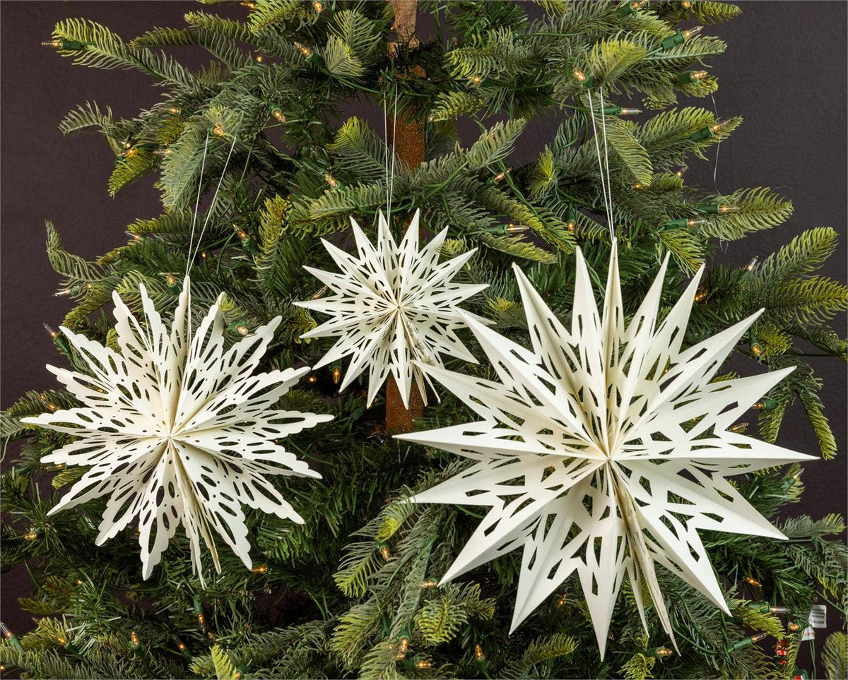 Classic Paper Snowflake Ornaments (6 pack - 2 each of 3 sizes)